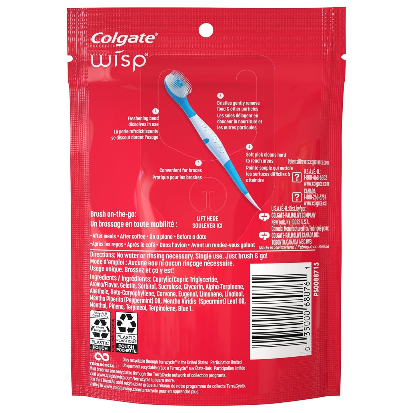 Colgate Max Fresh Wisp Disposable Mini Travel Toothbrushes, Peppermint, 24 Count (Pack of 4)