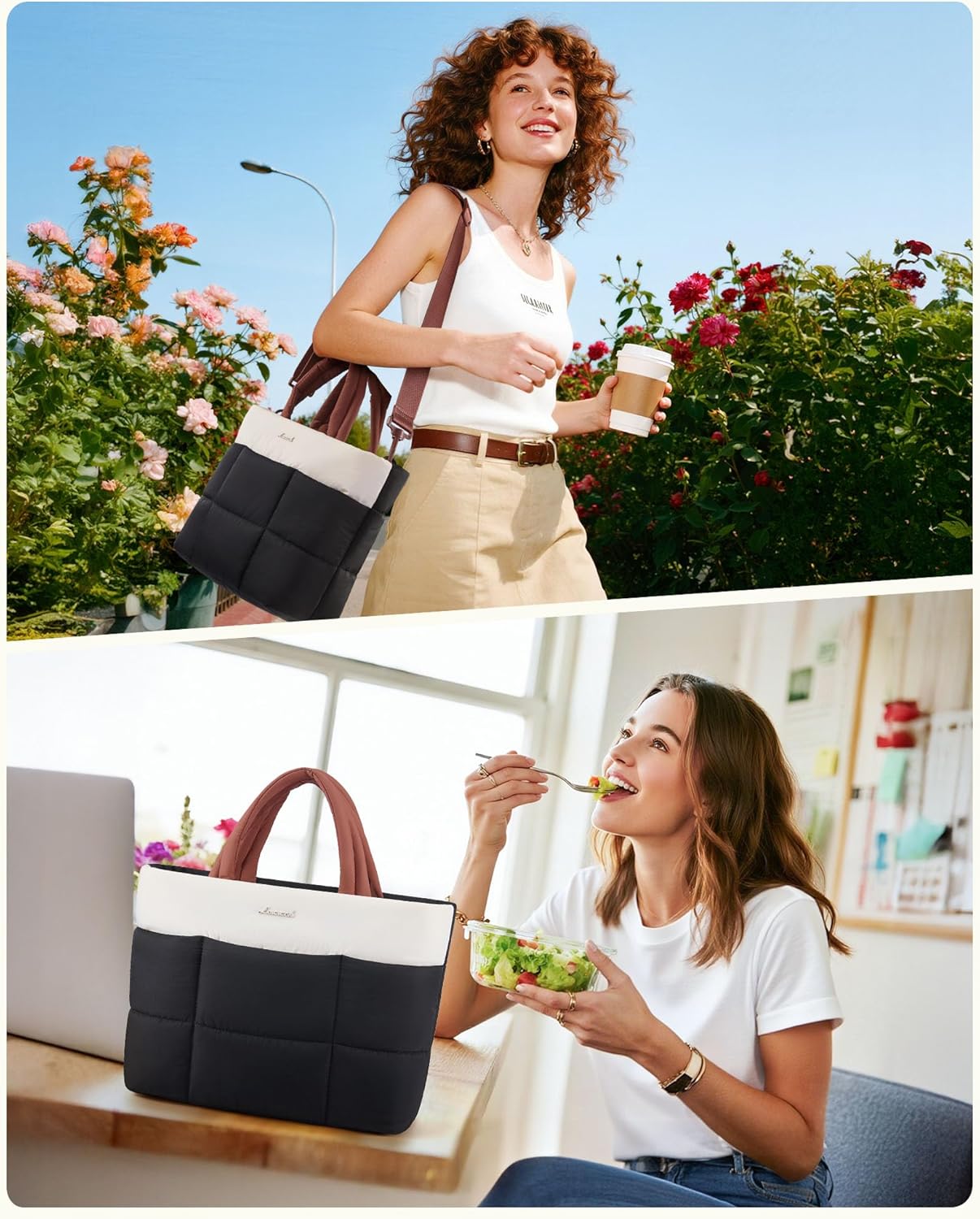LOVEVOOK Small Tote Bags for Women, Puffer Purse and Handbags, Mini Crossbody Puffy Top Handle Shoulder Satchel Bag