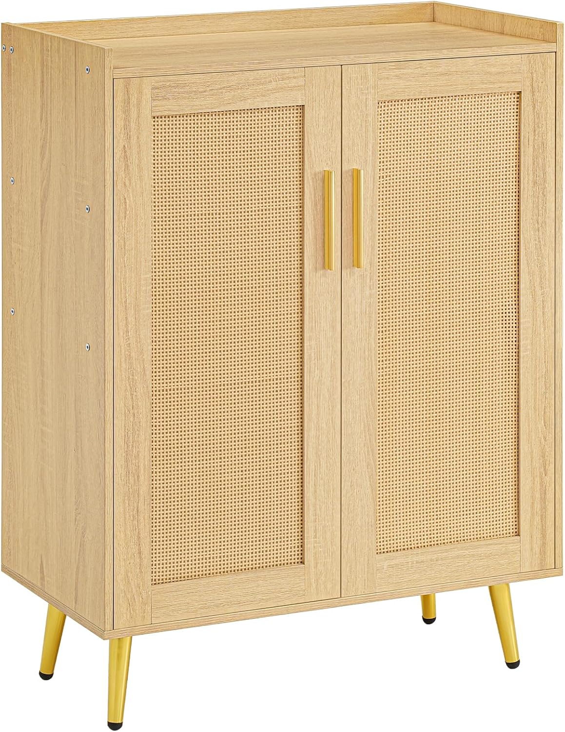 HOOBRO Shoe Cabinet, 5-Tier Shoe Storage Cabinet, Rattan Shoe Cabinet with Doors, 37.8" Tall Shoes Rack Organizer Cabinet for Entryway Hallway Front Door, Adjustable Shelf, Natural NL18SC01