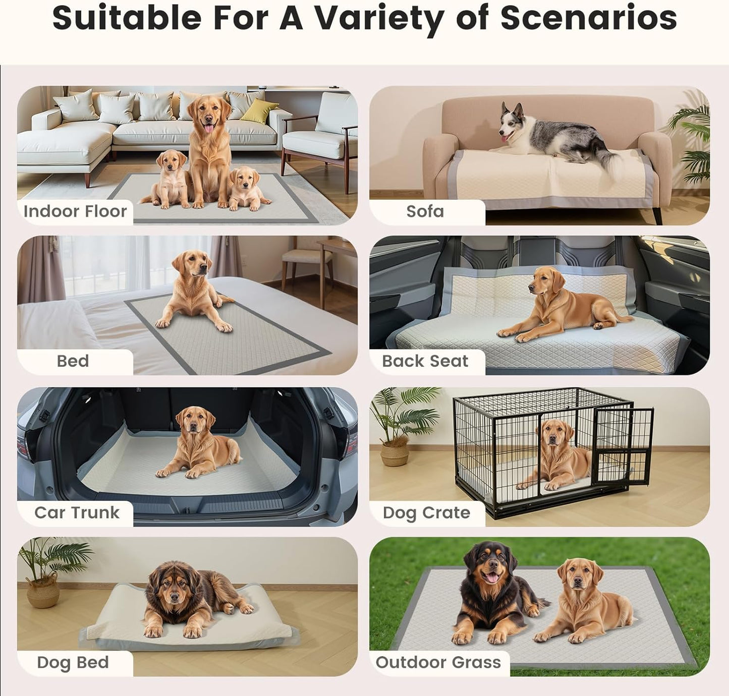 Gardner Pet 5XL Puppy Pads Extra Large, 37"x54" Super Absorbent & Leak-Proof Dog Pads, Nop-Slip Bottom Disposable Potty Training Pee Pads for Dogs Cats, 25 Count Grey