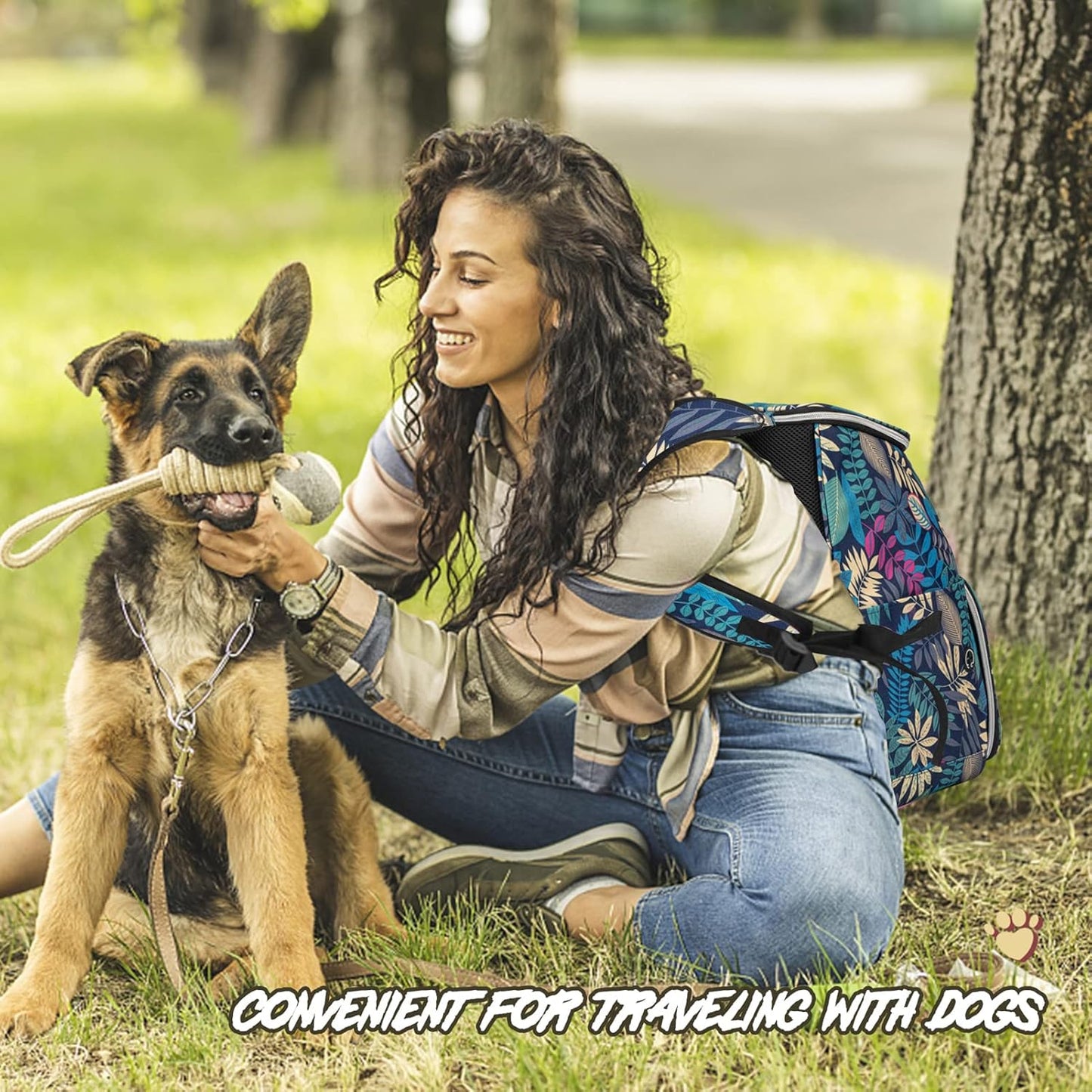 BAGLHER Dog Travel Bag Backpack, Airline Approved Pet Supplies Backpack, Dog Travel Bag with 2 Silicone Collapsible Bowls and 2 Food Baskets Hawaii