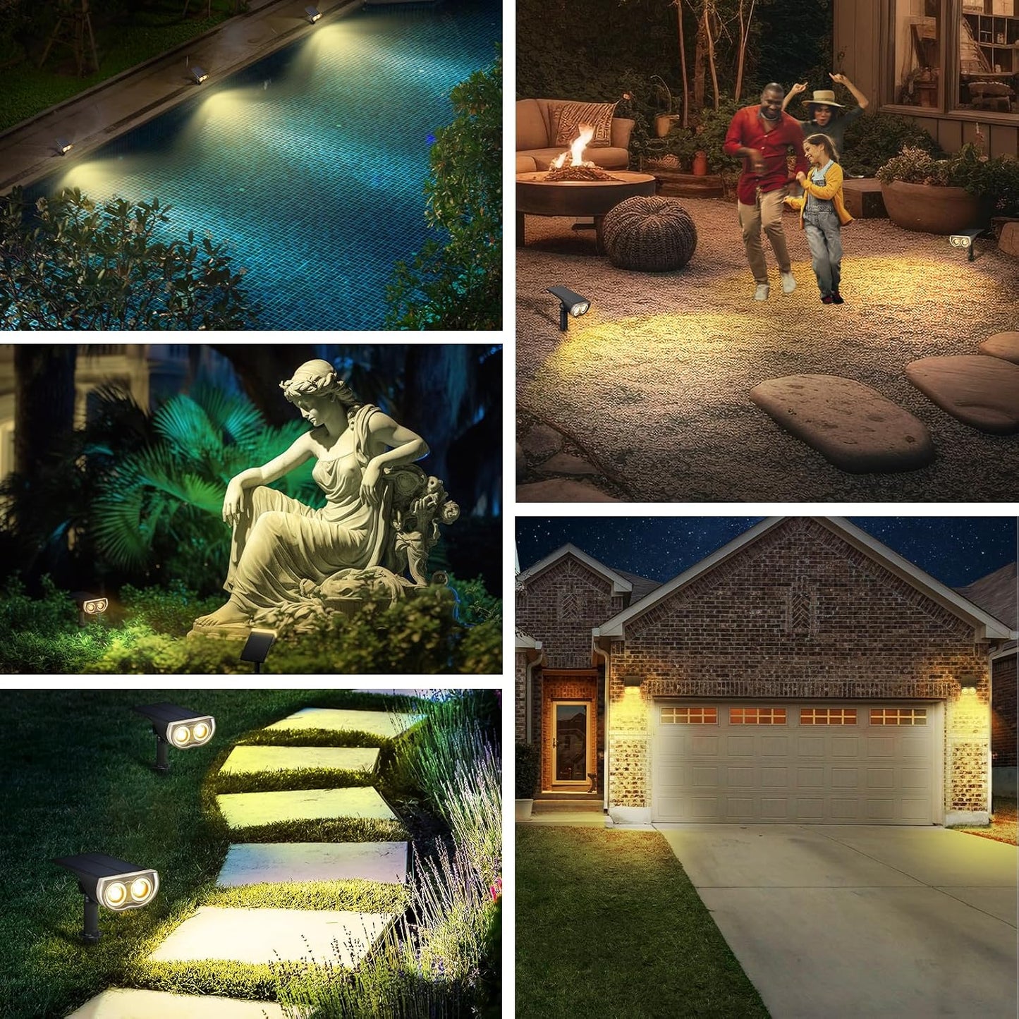 Linkind Solar Lights Outdoor StarRayS, Bright Solar Spot Lights Outdoor, IP67 Waterproof Spotlights for Landscape Garden Yard Walkway Patio Tree(Warm White, 6 Pack)