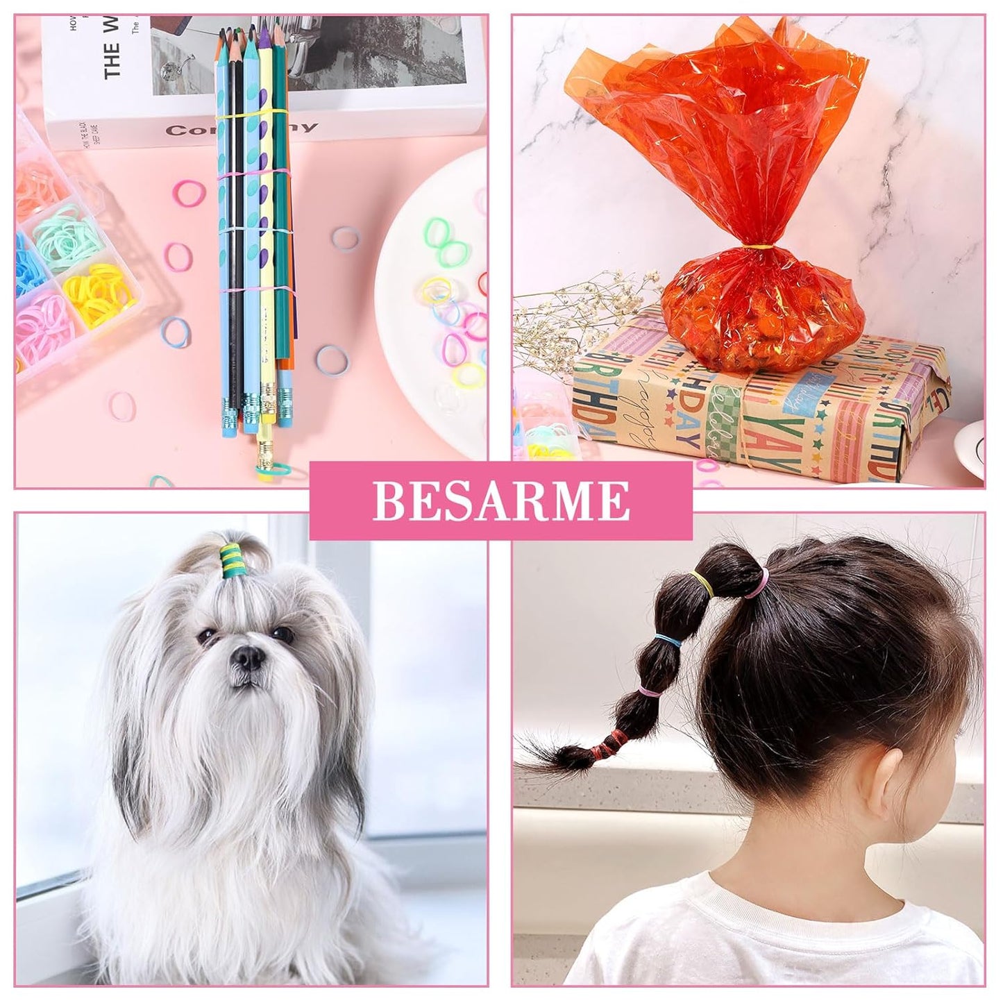 28 Colors Rubber Bands with 8 Hair Styling Tools, 1500 Pcs Colorful Elastic Ties Small Rubber Bands Baby Toddler Ties Mothers Day Gifts for Mom Daughter