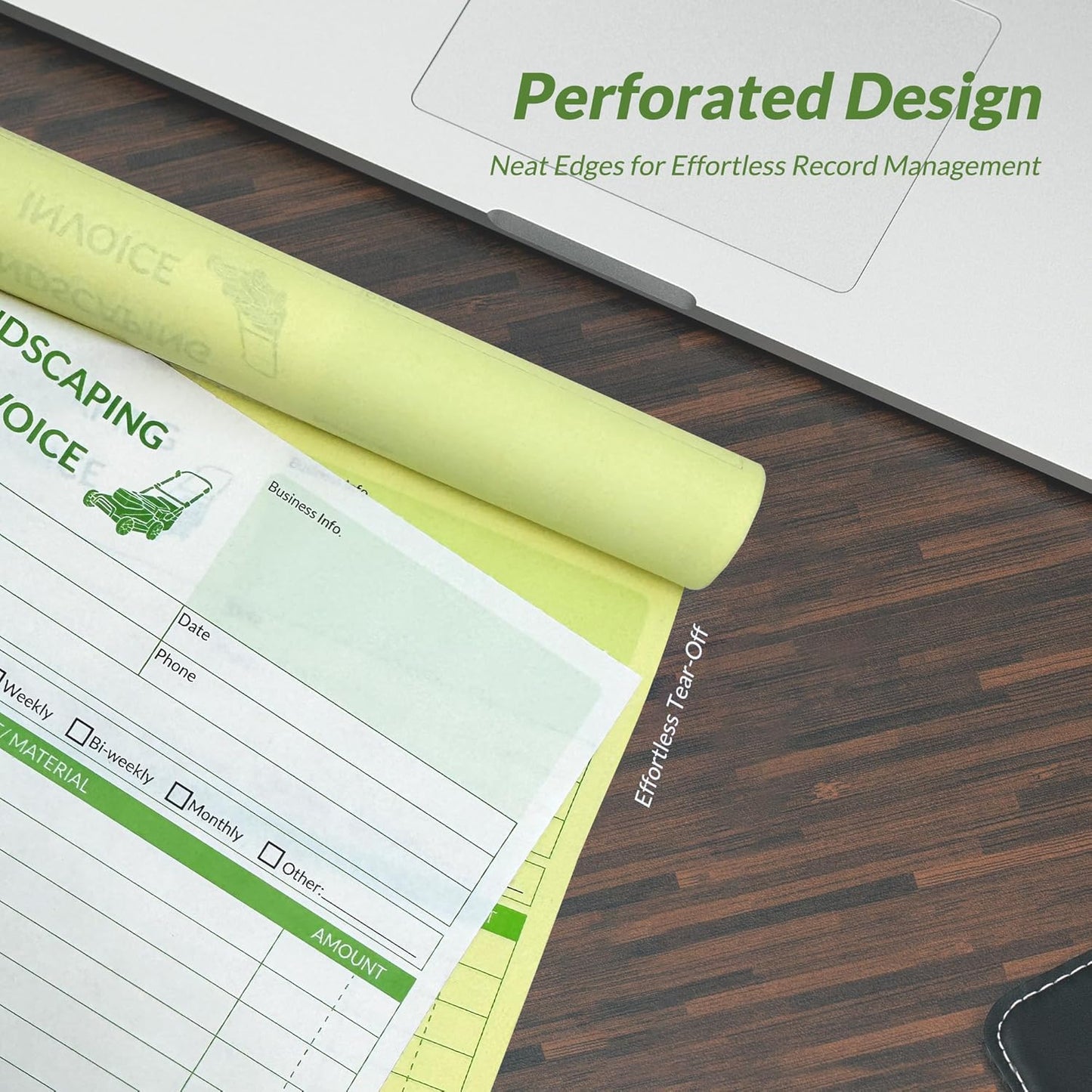 Professional Garden Invoice Receipt Book, Landscaping Invoice Book for Small Business - 5.7 X 8.3 in, 2-Part Carbonless Work Order Forms, 200 Sets (4 Books) - Lawn Care Equipment Accessories