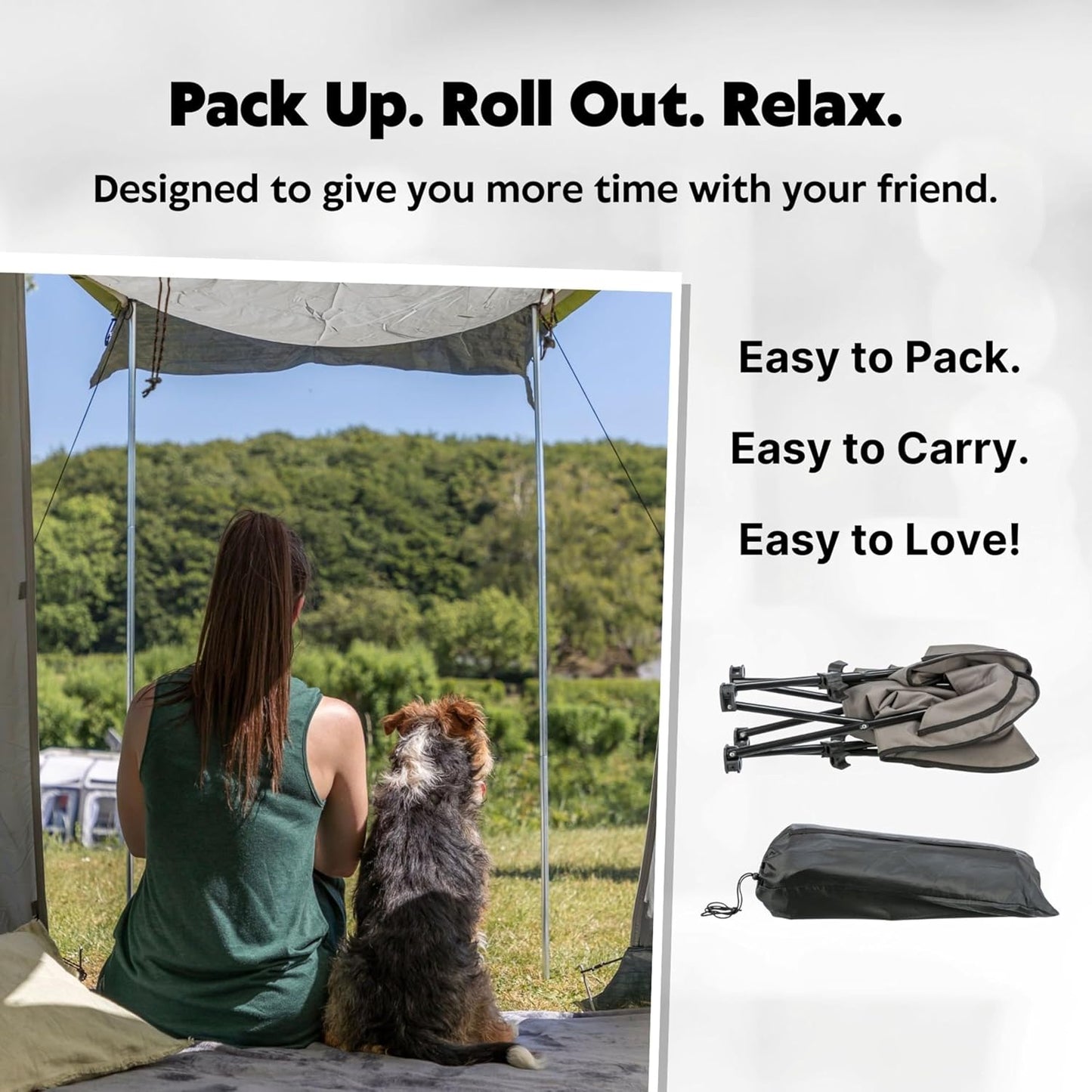 TRIXIE Camping Cot for Medium Dogs, Elevated Pet Travel Bed 34.6" x 34.6", Support Breeds up to 80 lbs, Portable Steel Frame Lounger with Cushioned Removable Topper, Foldable Design