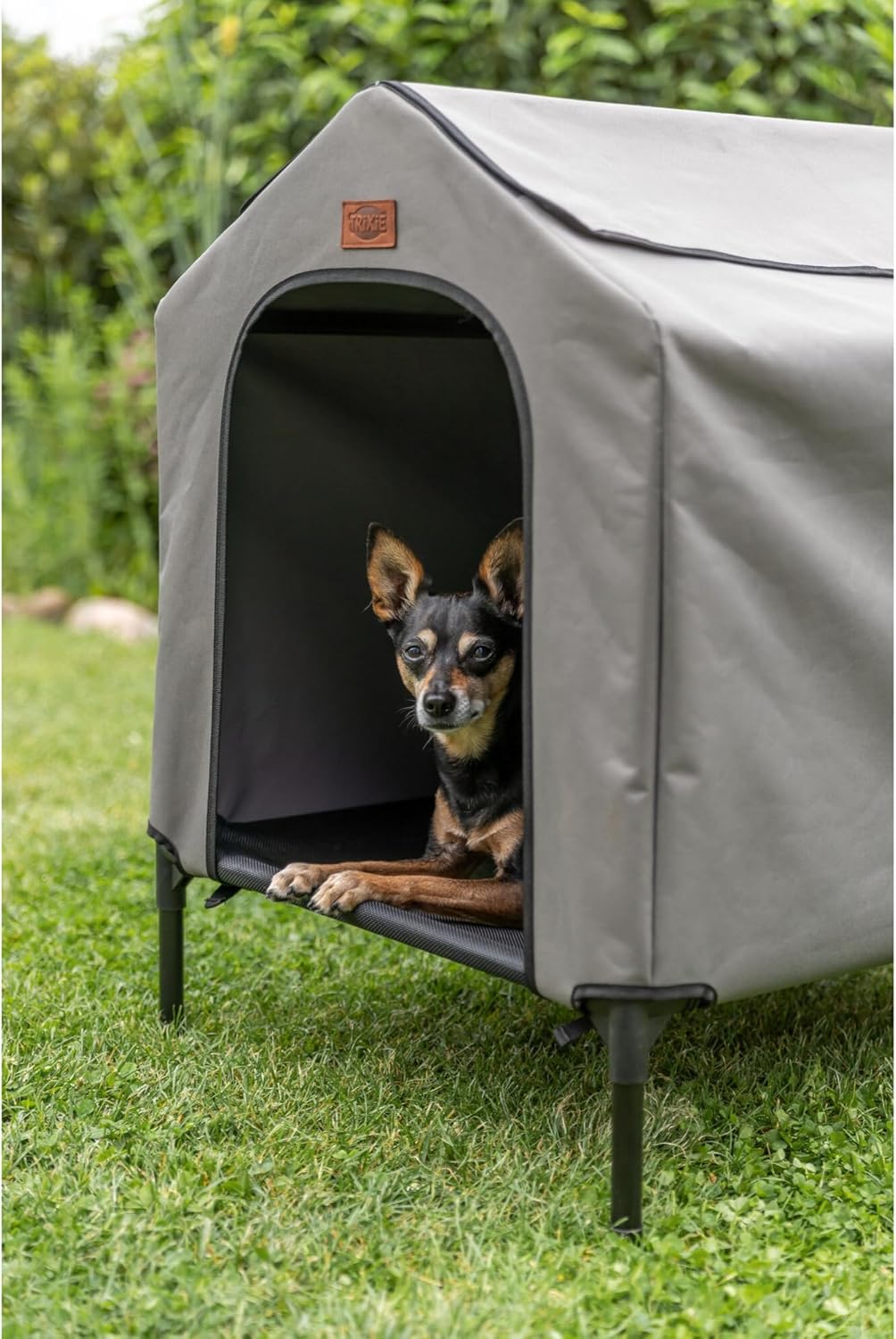 Trixie 2-in-1 Dog House and Bed - Elevated Indoor/Outdoor Tent with Removable Cover - Waterproof and Sun-Resistant - for Small/Medium Dogs up to 55 lbs - 30.7 x 24.4 x 32.3 in