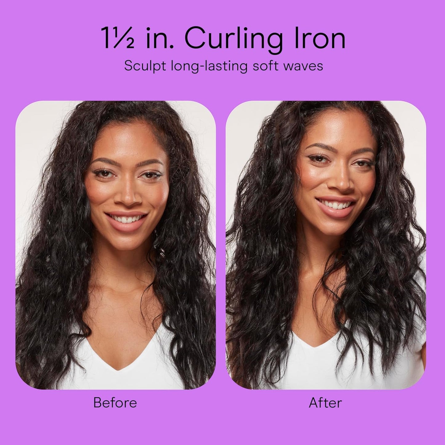Conair Double Ceramic 1 ½-Inch Curling Iron, 1 ½-Inch Barrel Creates Soft Waves & Curls, Hair Curler for Use on Medium & Long Hair, White/Rose Gold