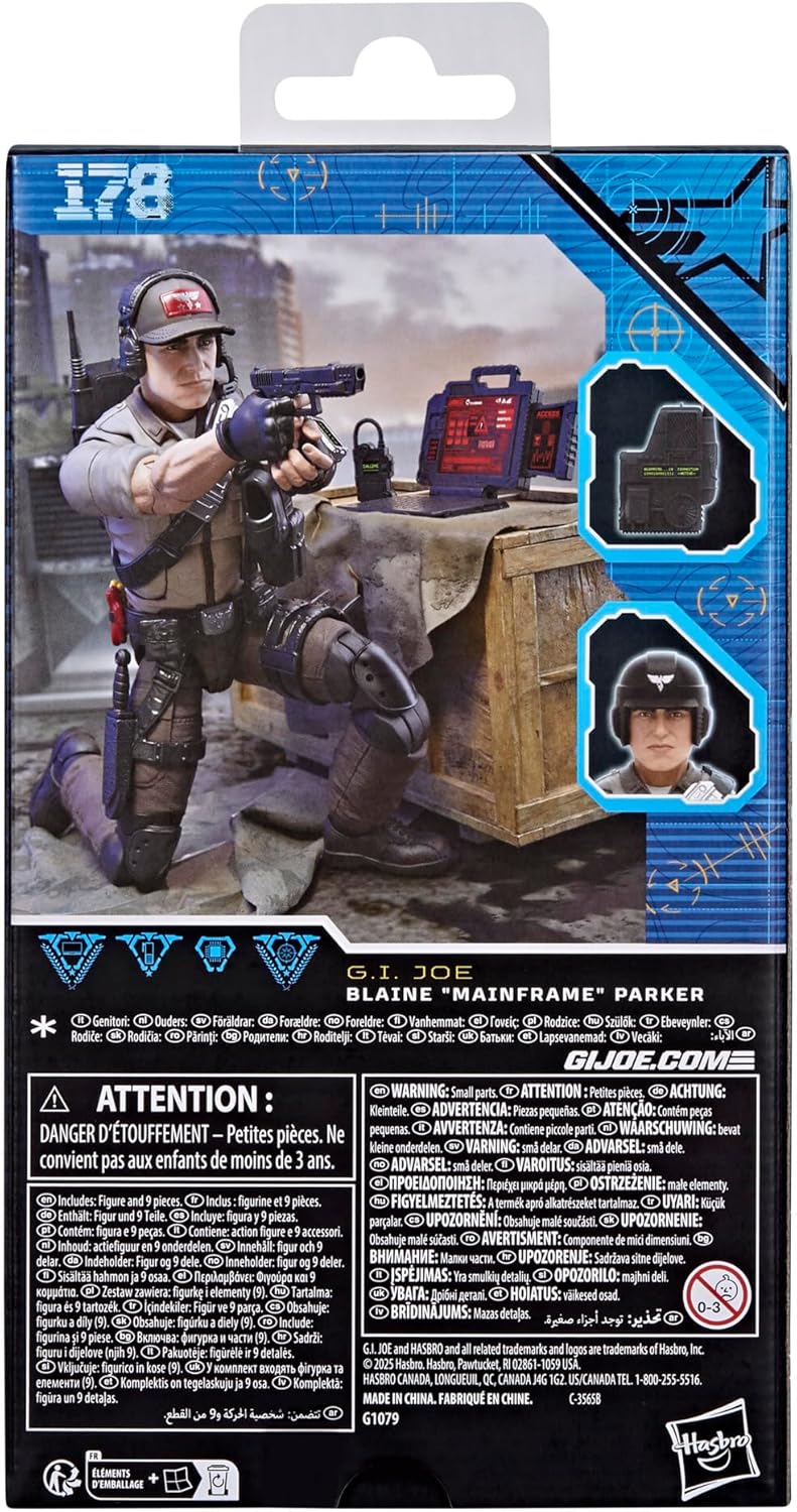 G.I. Joe Classified Series #178, Blaine “Mainframe” Parker, Collectible 6-Inch Action Figure with 9 Accessories
