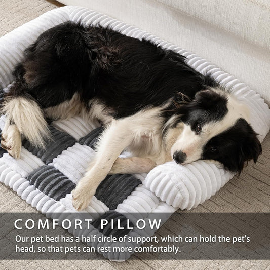 Dog Bed Fluffy Flannel Dog Mat for Furniture Protector,Non-Slip Plush Couch Covers for Pets, Washable Dog Cat Bed, Pet Friendly Dog Mat for Couches and Sofas(Grey, M-33.45 x 30.71 inch)