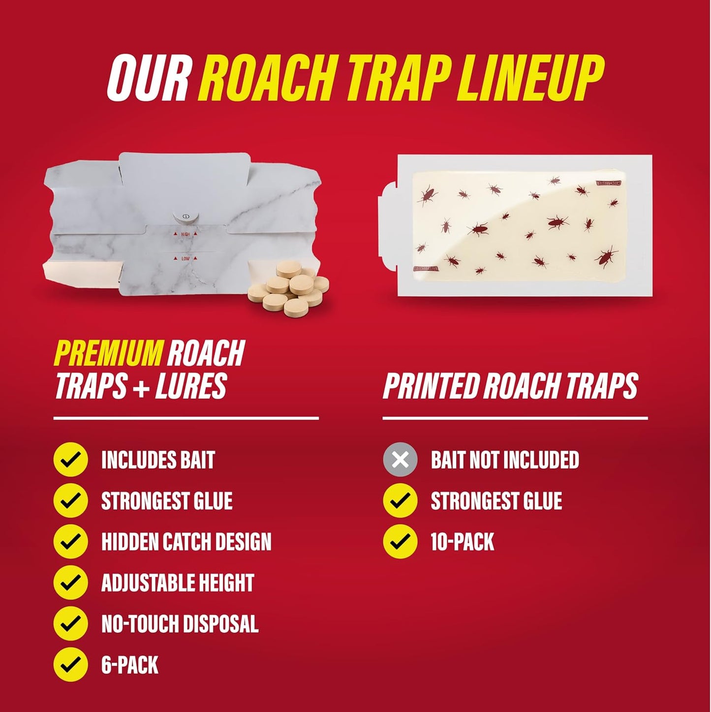 Catchmaster Roach Trap Glue Boards 10-Pk, Adhesive Bug Catcher, Scorpion, Spider, Cricket, & Cockroach Traps for Home, Bulk Glue Traps for House & Garage, Pest Control for Home