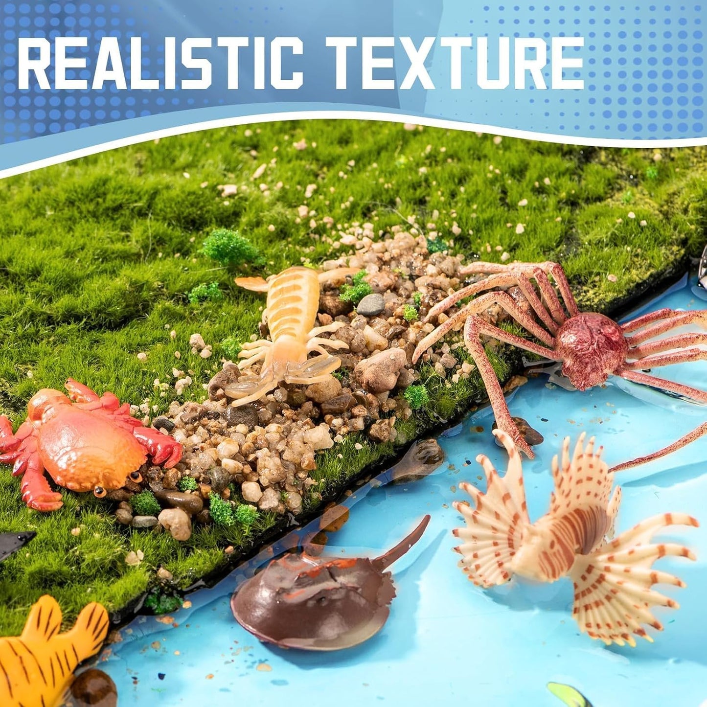 Sea Animals Toys with Gift Box, 48 Piece Mini Vinyl Plastic Ocean Animal Figure, Sea Creatures Themed Sensory Bins, School Project, Birthday Cupcake Topper Party Supplies, Preschool Toys for Kids