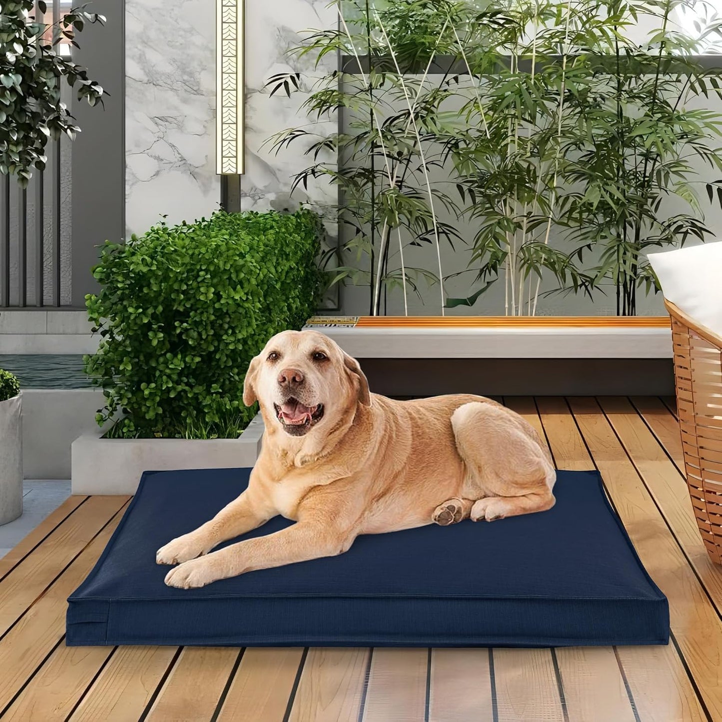 Dog Bed Covers Replacement Washable, Waterproof Dog Bed Cover with Zipper, 44Lx32Wx3H inch Durable Oxford Pet Bed Cover for Outdoor/Indoor Use, Cover Only, Navy Blue