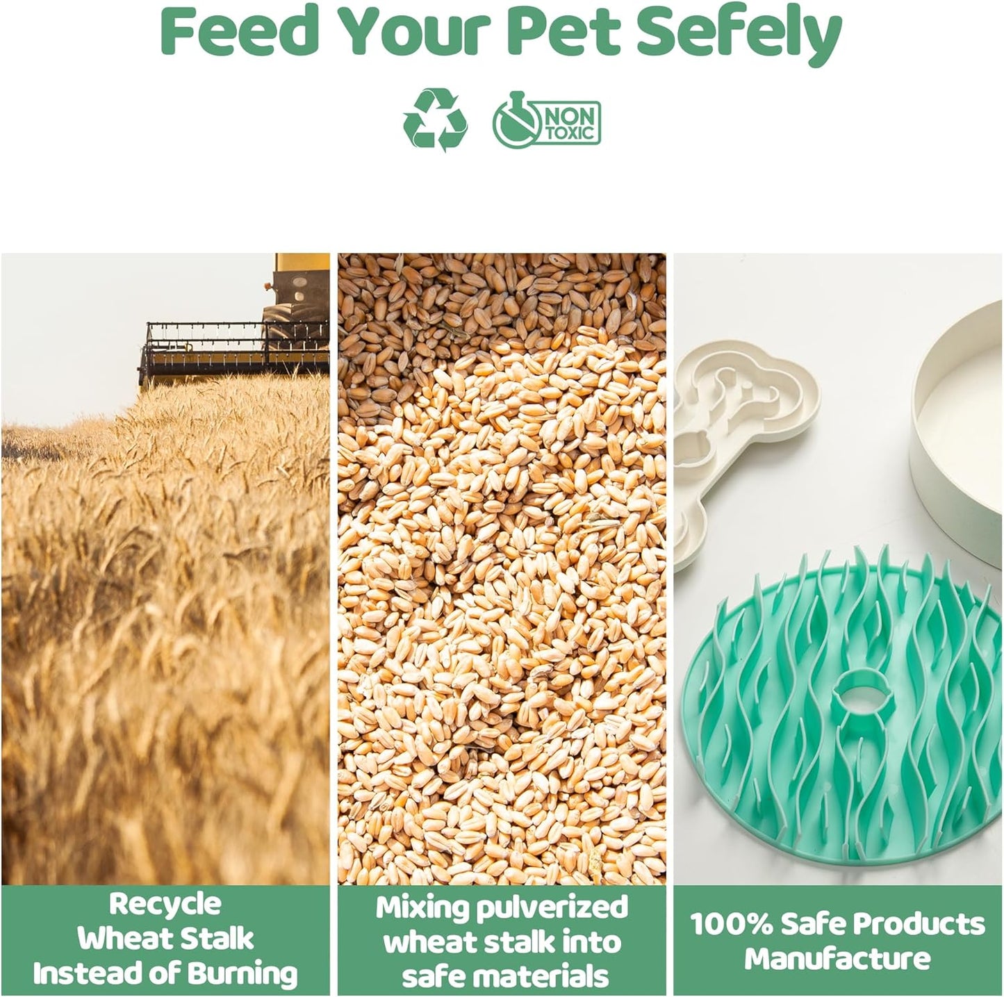 Puzzle Feeder Slow Feeder Dog Bowl for Large Dogs with Non-Slip Base - Adjustable Speed Design, Removable Puzzle Inserts & Dishwasher Safe, Green