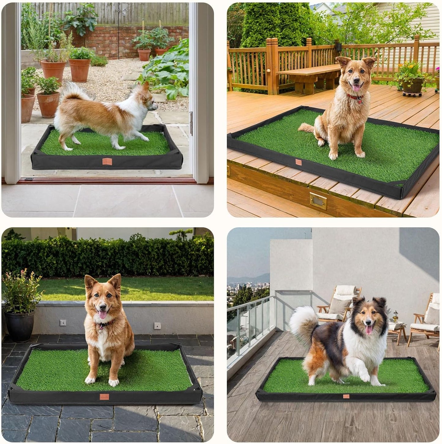 LOOBANI Dog Grass Pad with Tray, Lightweight Oxford Cloth Tray for Potty Training, 19 * 24 in