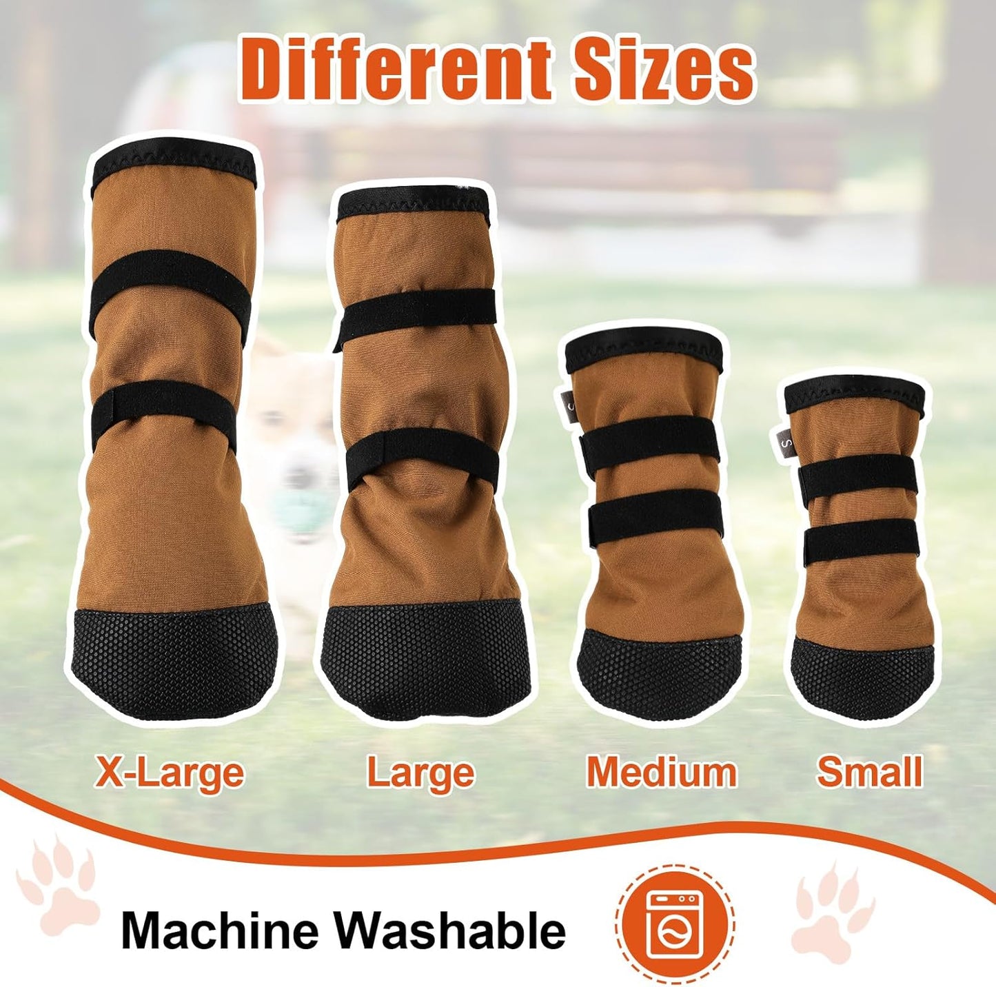 2 Pcs Dog Paw Wound Recovery Boots Non-Slip Dog Protector Boots for Injured Paw Breathable Soft Pet Shoes for Wound Care Outdoor Walking(L,Khaki)