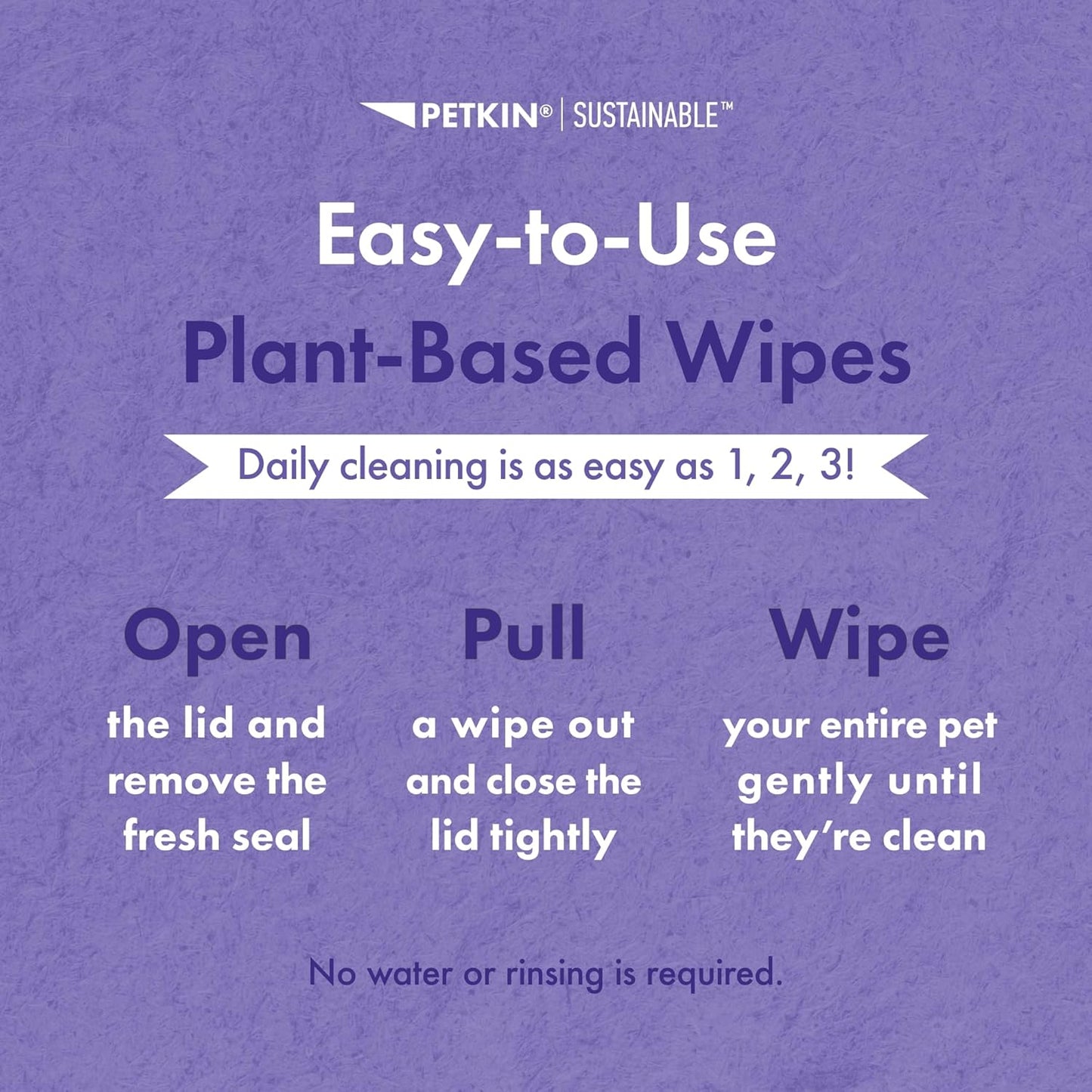 Petkin Plant-Based PetWipes, 100 Wipes - Biobased, Sustainable, Big & Thick Pet Wipes for Dogs & Cats - for Face, Paws, Ears, Body & Eye Area - Consciously Cleans & Conditions - Lavender