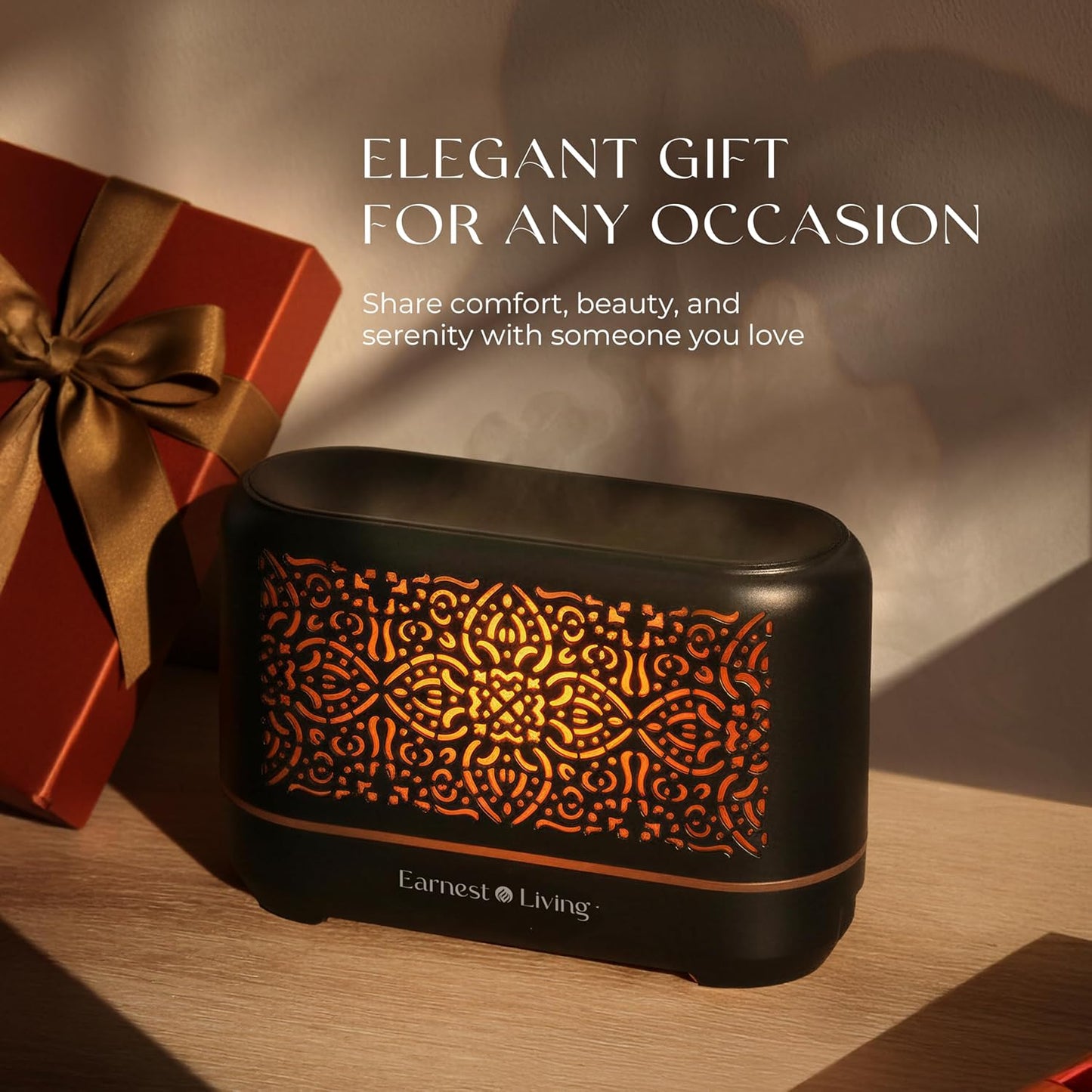 Earnest Living Essential Oil Diffuser Classic Flame Diffuser 200ml Timers Night Lights and Auto Off Function Home Office Humidifier Aromatherapy Diffusers for Essential Oils Black
