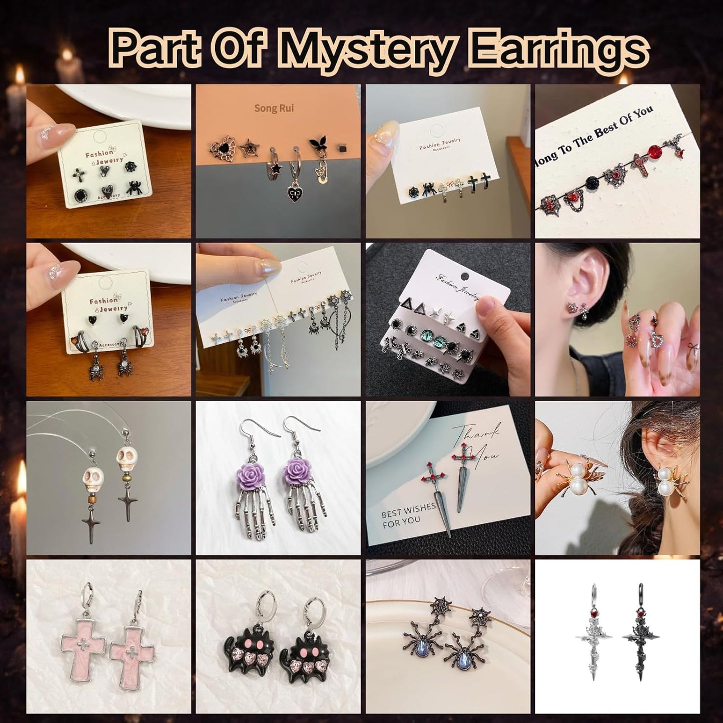 Gothic Mystery Jewelry Jar Witchy Jewelry Gift Set Surprise Jewelry Set Includes Necklaces, Earrings, Rings, Bracelets, Brooch for Unique Anniversary Birthday Friendship