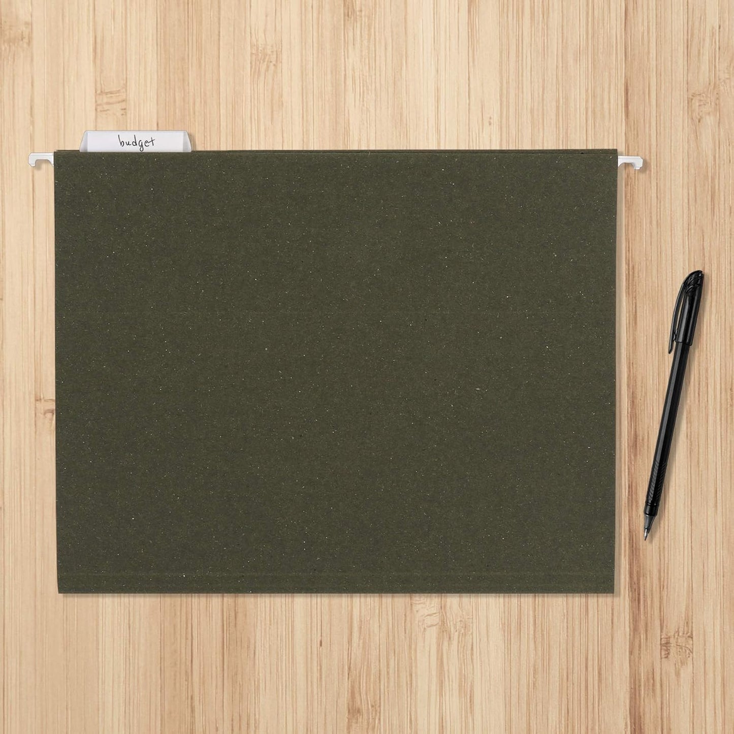 Amazon Basics Hanging File Folders for Documents, Letter Size, 1/5-Cut Adjustable Tabs, Standard Green, 50 Count