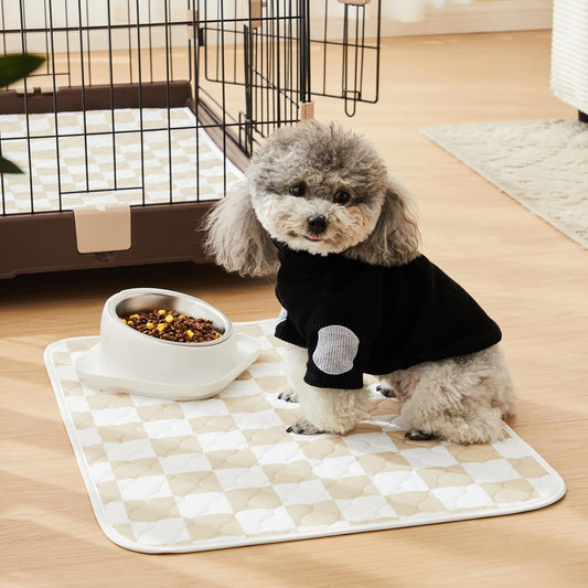 Ralxion 2 Pack Beige Checkered Washable Pee Pads for Dogs, Checkered Reusable Dog Pee Pads, for Puppy Playpen, Crate, Whelping Box, Potty Training, Cute Aesthetic Absorbency, Leak-Proof Non-Slip