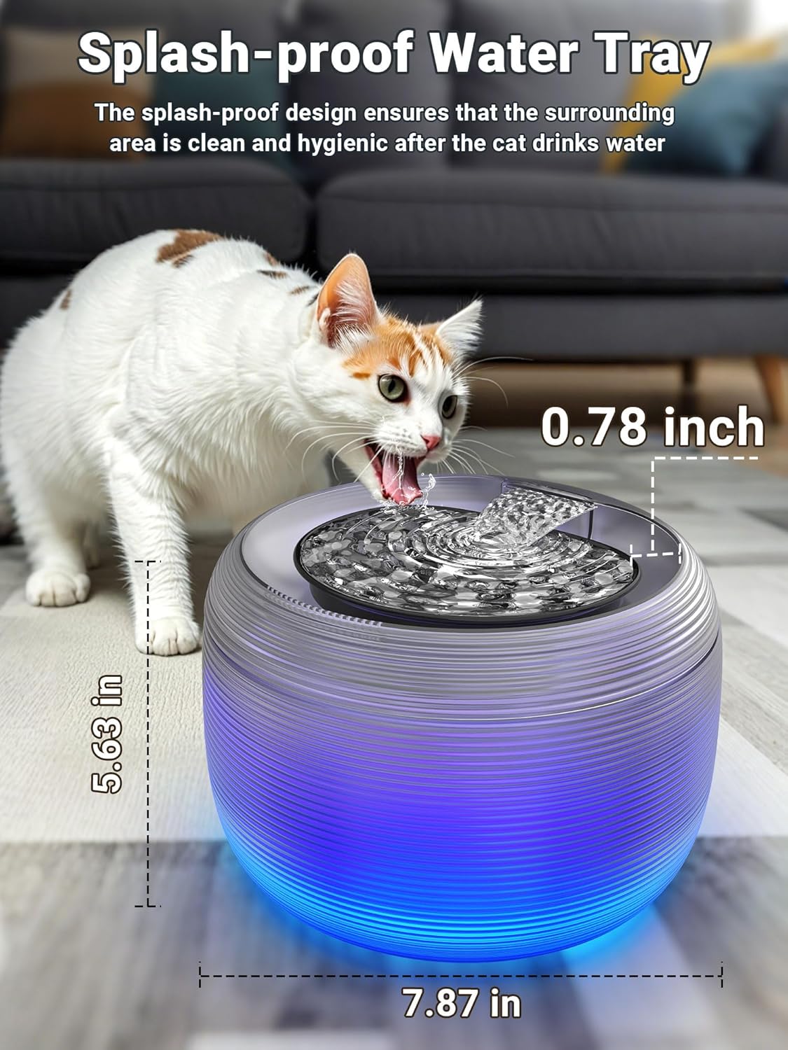 Kastty 3.5L Quiet Cat Water Fountain,118oz Large Capacity Pet Water Fountain for Cats Indoor with Water Level LED Light, Easy Cleaning Cat Fountains for Drinking Automatic Dog Water Fountain FS75