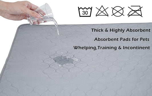 BODISEINT Washable Dog Pee Pads, Quilted Reusable Puppy Pee Pads for Dogs, Whelping Pads Dog Bed Pen Mat Absorbent Pet Dog Potty Training Pads for Playpen, Crate(36 x 41 Inch (2 Pack,Gray))