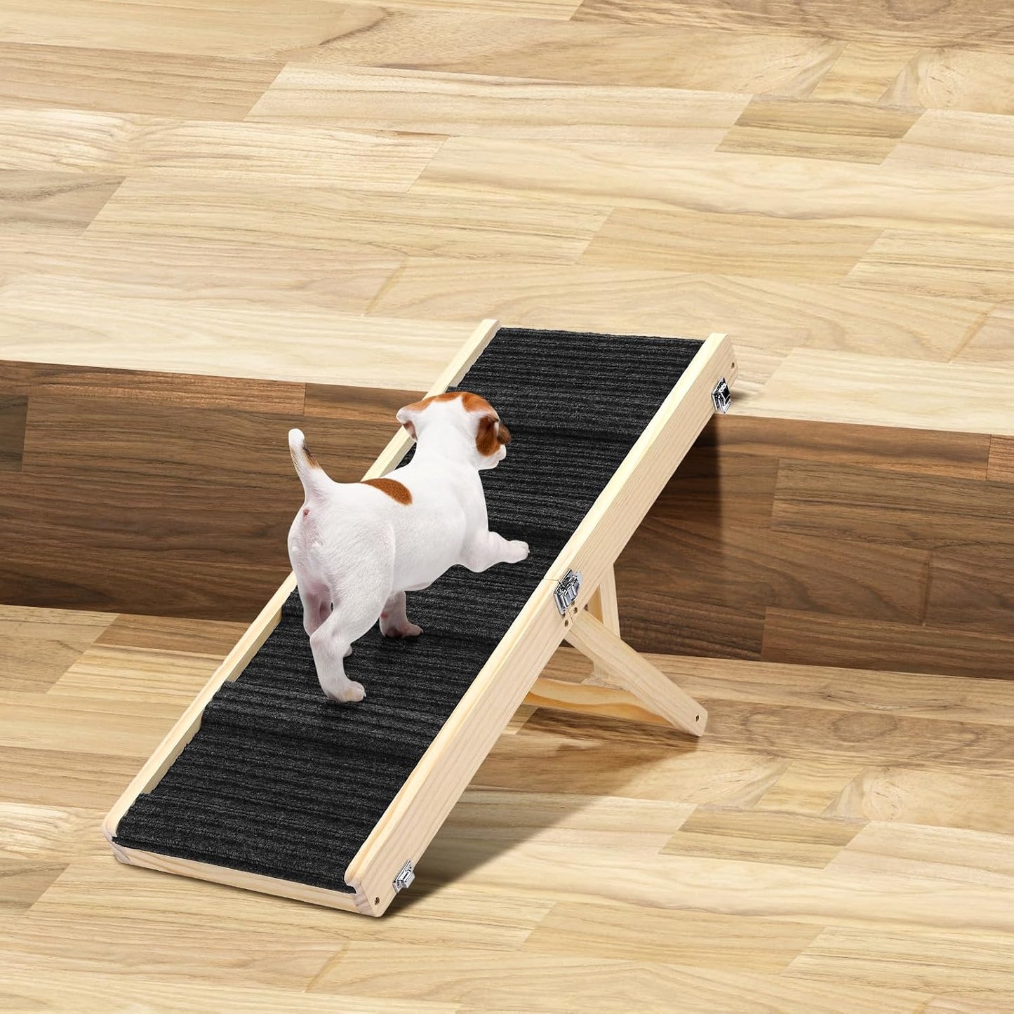 Small Dog Ramp, Dog Ramp for Bed, 13.7" W Foldable Pet Ramps for Small Dogs to Get on Couch Car - Adjustable from 10" to 19"- 32" Long with Non-Slip Mat for Dog Cat Climbing