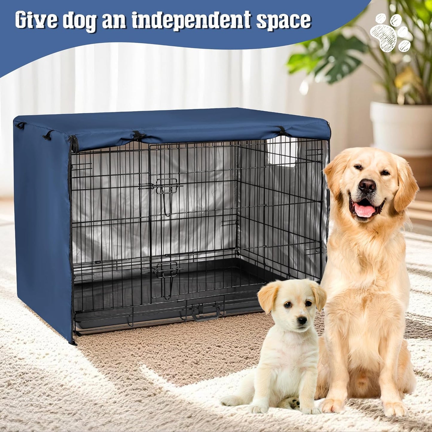 kefit Dog Crate Cover 48 inch, Kennel Cover for Dog Cage, Navy Blue