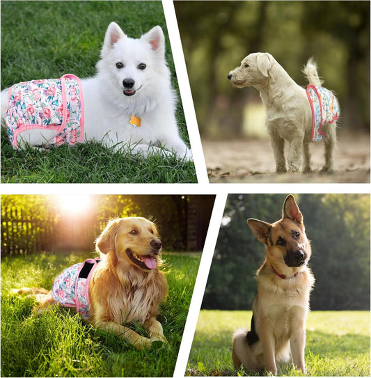 3Pack Reusable Dog Diapers Female,Washable Diaper for Doggie,Highly Absorbent Dog Diaper,Adjustable Leakproof Puppy Girl Dog Diapers for Heat,Incontinence,Period Doggy Nappies S