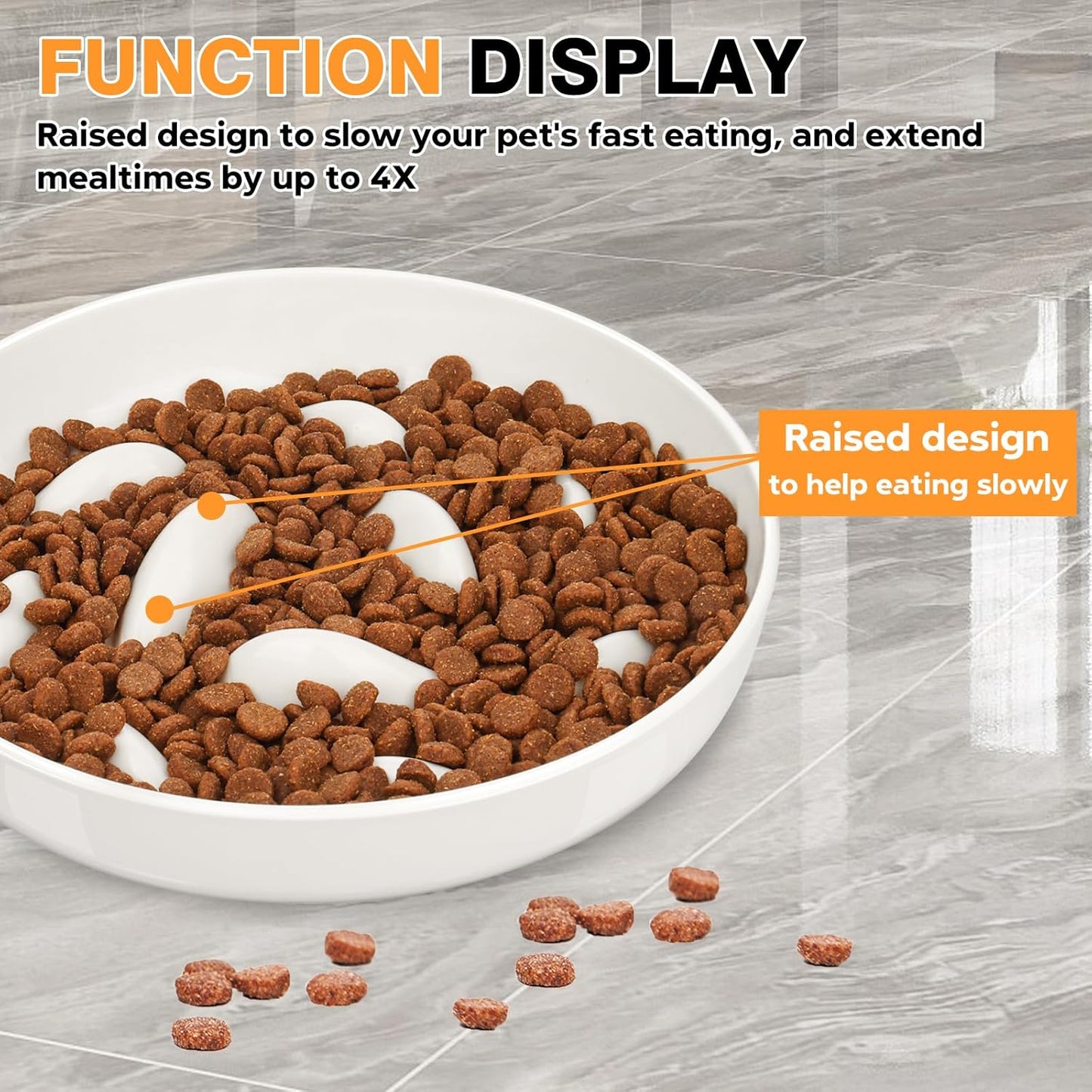 Cat Slow Feeder Bowl, Cat Food Bowl with Fish Pool Design, Healthy Eating Diet Pet Bowl, Interactive Puzzle Feeder Dish for Cats, Non-Slip Anti Gulping Cat Bowl for Dry and Wet Food