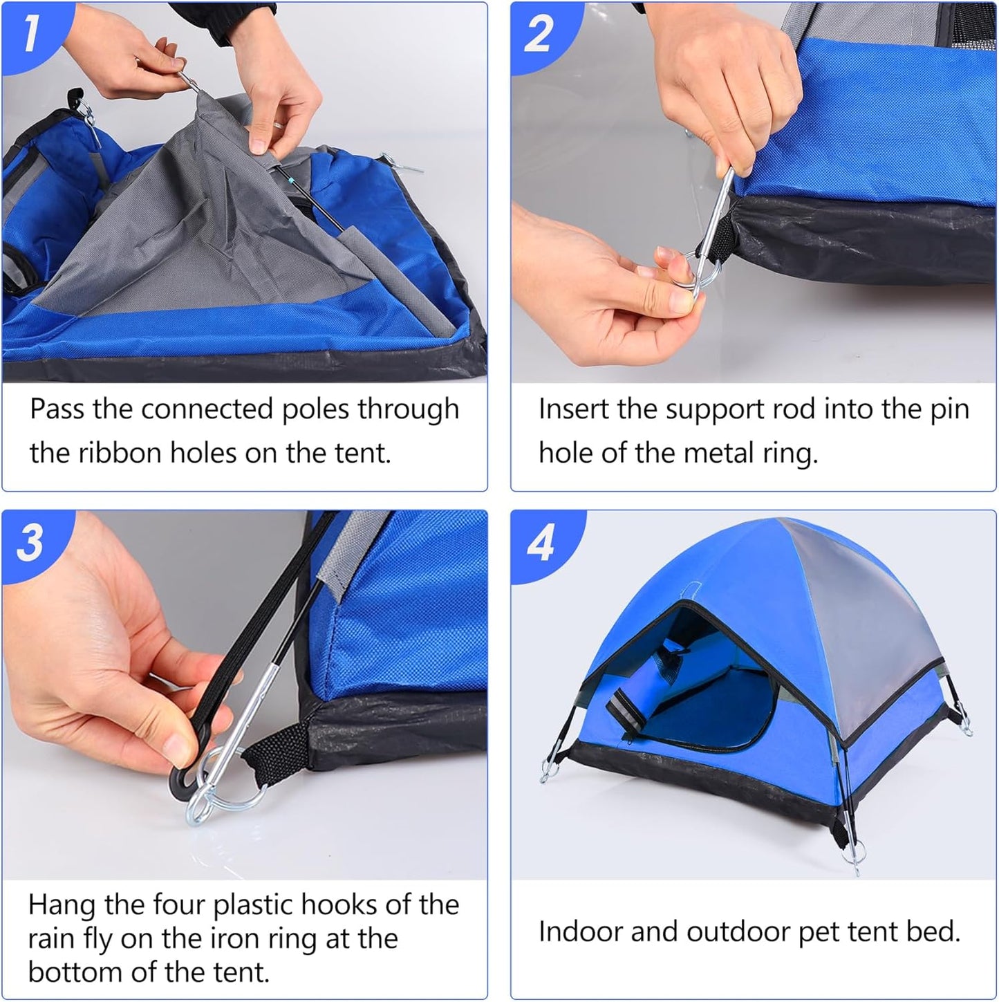 Cat Camping Tent, Cat Tent Bed, Pet Tent for Indoor Cat and Small Dog, Mini Tent (Blue, 21 x 21 x 14 Inches)