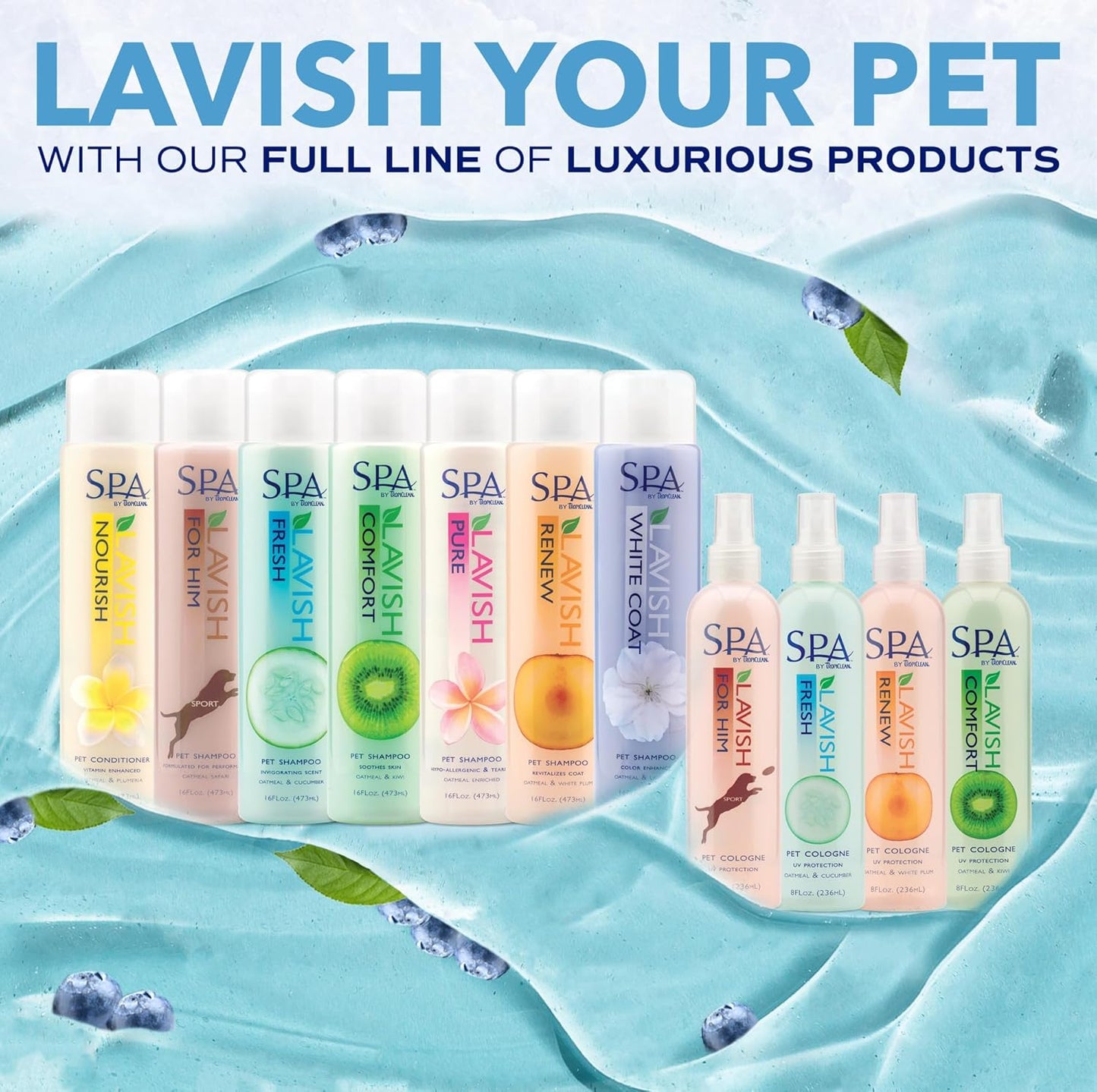 TropiClean SPA Tear Stain Remover for Dogs | Blueberry Facial Shampoo | Odor Eliminator | Tearless | Whitening and Brightening | Made in USA | 8oz.