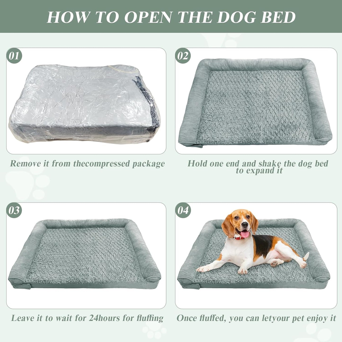Orthopedic Dog Bed for Large Dog,Memory Foam Cat Bed with Stickable Design Waterproof Pet Couch Bed with Washable Removable Cover(36 in,Darkgrey)