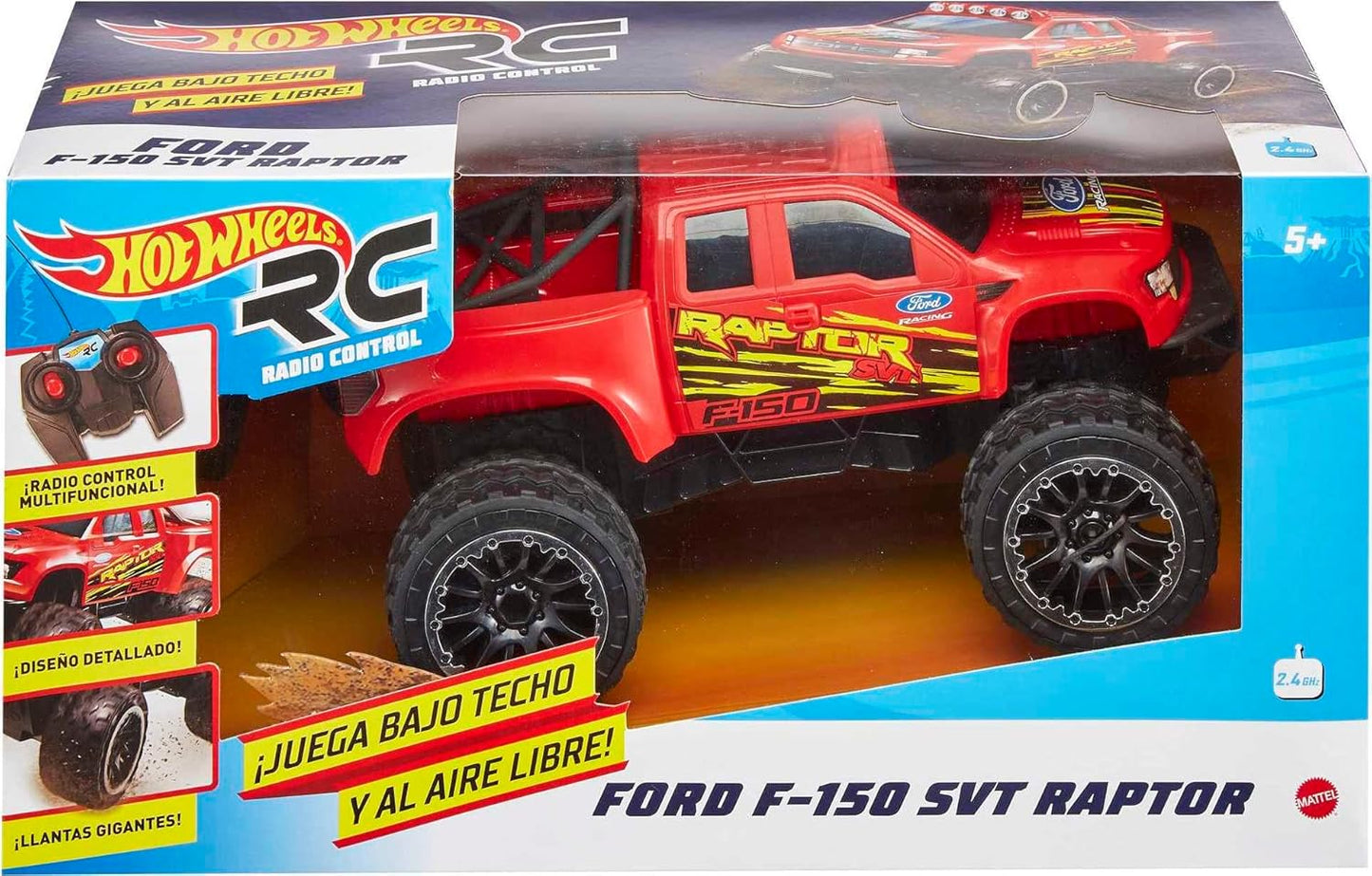 Mattel Hot Wheels RC Red Ford F-150, Full-Function Remote-Control Toy Truck, Large Wheels & High-Performance Engine, 2.4 GHz with Range of 65ft