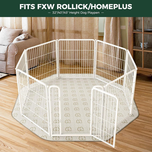 FXW Washable Pee Pads for Dogs, Leak-Proof & Non-Slip, Specifically Designed for FXW Rollick/Homeplus 32/40/45inch 8 Panels Dog Playpen, 34" Octagon, Khaki, 1 Pack