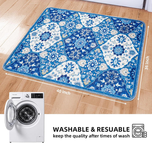 Vintage Washable Pee Pads for Dogs, Non-Slip and Leak-Proof Pee Mat, Persian Style Reusable Puppy Pee Pads 3*3.4 FT