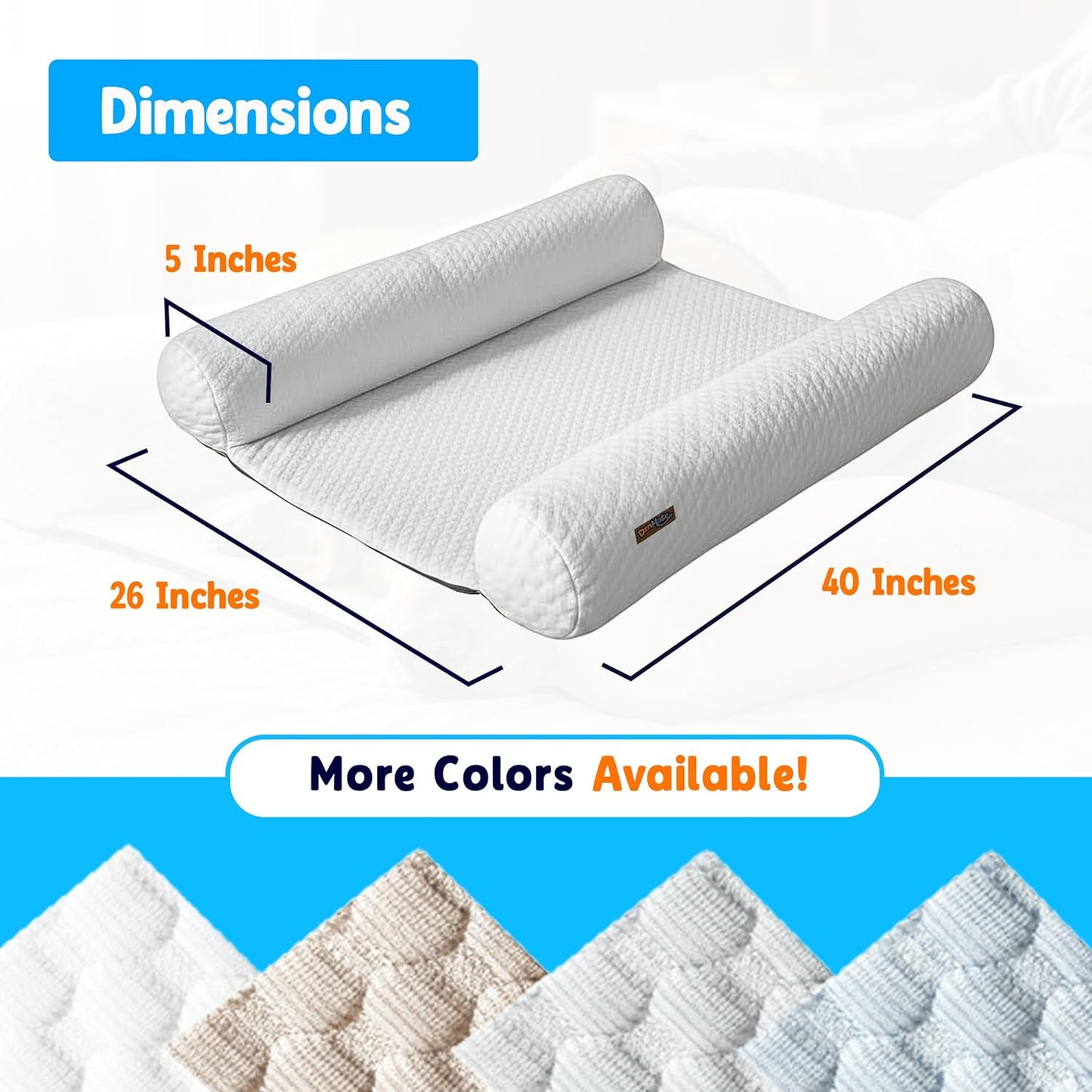 DenMate - On-Bed Dog Bed for Medium/Large Dogs (26x40), Stabilizing 100% Cotton Bolsters for Night Movement, Improves Comfort & Sleep for Dogs & Owners, Machine Washable Pet Mattress (Grey)