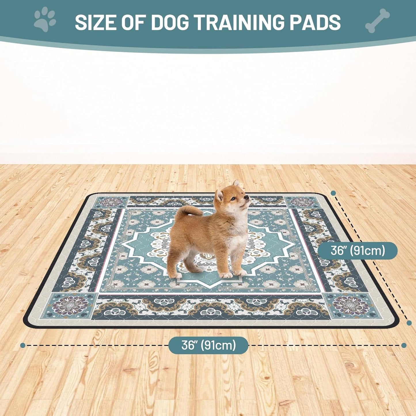 Washable Pee Pads for Dogs,2 Pack Super Absorbent Reusable Puppy Training Pads 36" × 36", Leak-Proof & Non-Slip,for Potty Training,Whelping,Crate & Playpen