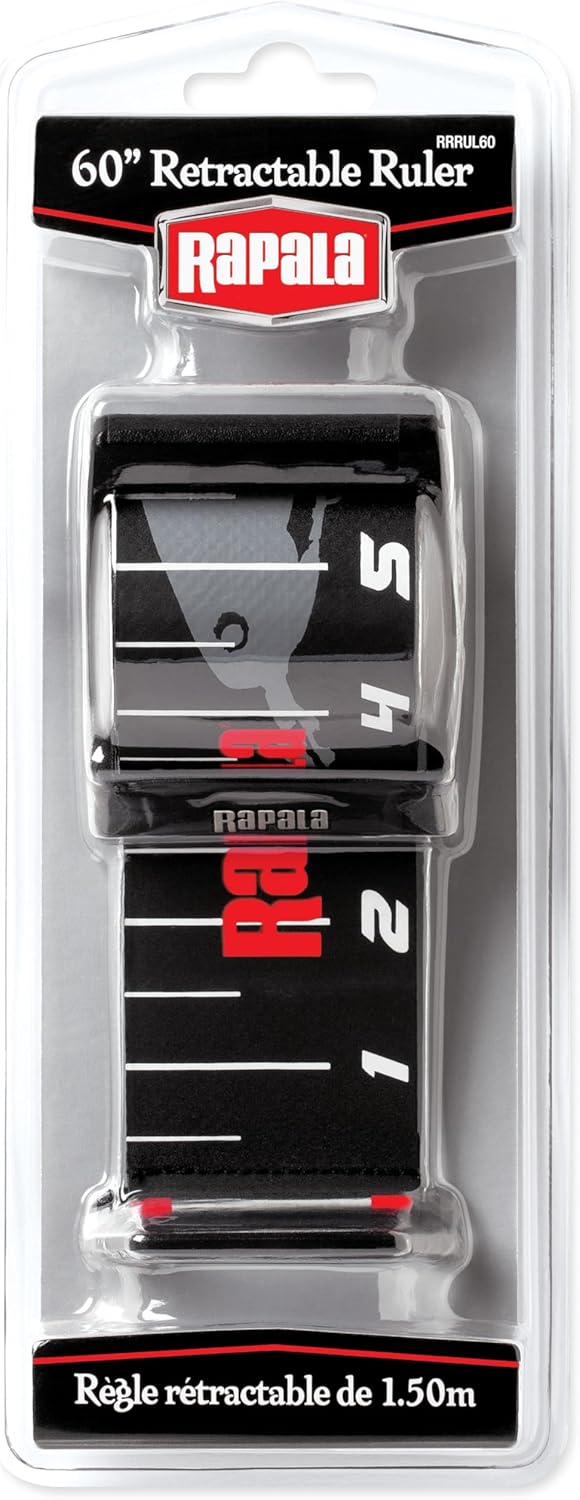 Rapala Retractable Ruler 60", Compact and Durable Measuring Tool for Anglers, Convenient Folding Design with Easy-to-Read Markings for Accurate Fish Measurements