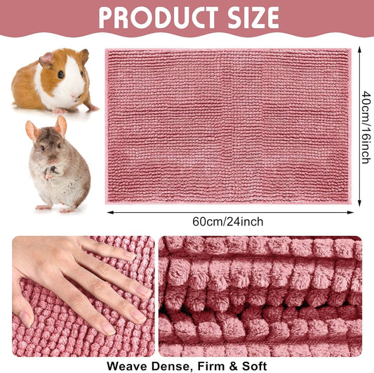 Amylove 4 Pcs Guinea Pig Cage Liner Washable Fleece Pee Pads Pet Dog Cat Bedding Training Mat for Small Animal Guinea Pig Puppy Bunny Hamster(16 x 24 Inch,Rectangular,Pink)