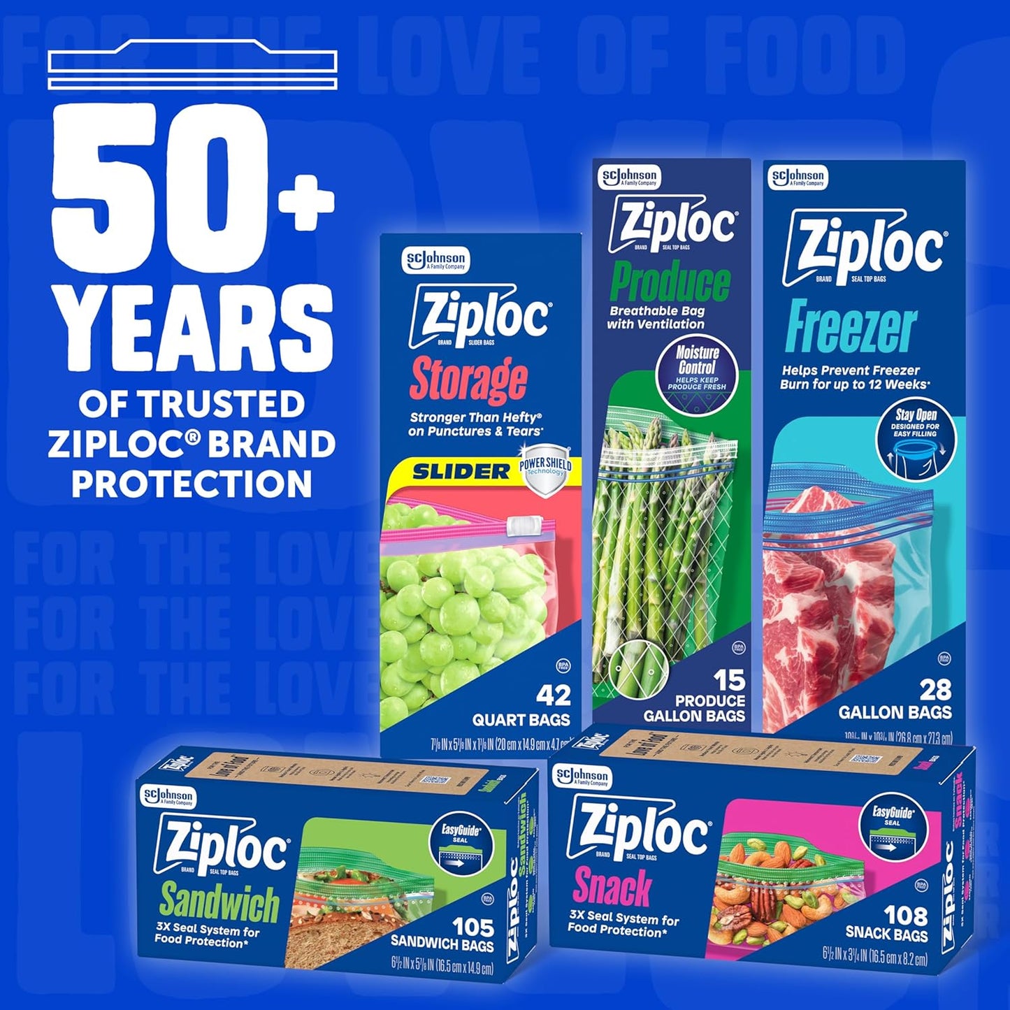 Ziploc Gallon Food Storage Freezer Bags, Stay Open Design, Easy to Fill, 80 count
