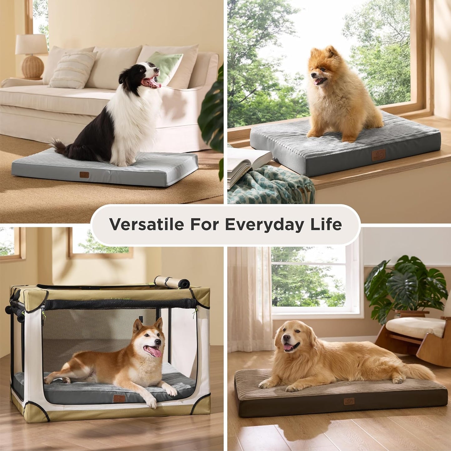 Bedsure ComfyFleece XL Dog Bed for Crate - Extra Large Orthopedic Pet Beds with Removable Washable Cover, NOT Waterproof Egg Crate Foam Mat for Pets Up to 80 lbs, 41"x27"x3.3", Not for Chewers