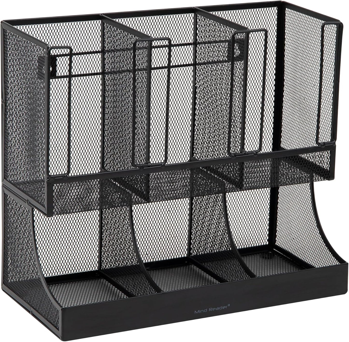 Mind Reader Multipurpose Countertop Organizer, Office Breakrooms, Cup and Condiment Station, Metal Mesh, Black