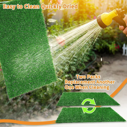 LOOBANI Dog Grass Pee Pads, 2 Pack Artificial Grass Pads for Potty Tray, Fake Grass for Dogs to Pee On, Outdoor Indoor Pee Grass for Dog Potty (18*23 inch)