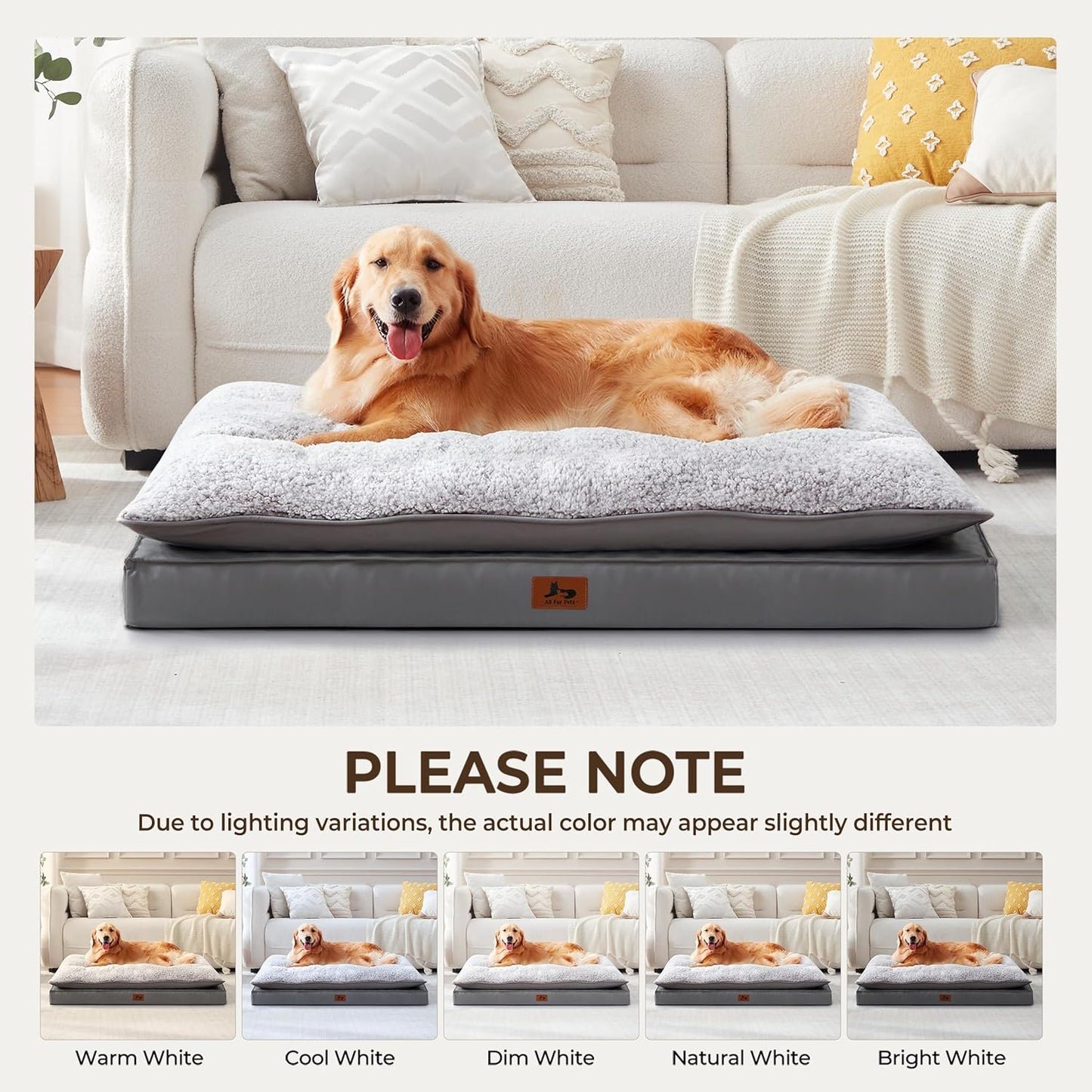 2-Pack XL Waterproof Dog Bed Large Size Dogs, Plush Cushion & Orthopedic Egg-Crate Foam Mattress for Senior Dogs, Washable Dog Crate Bed with Removable Cover, Dark Grey
