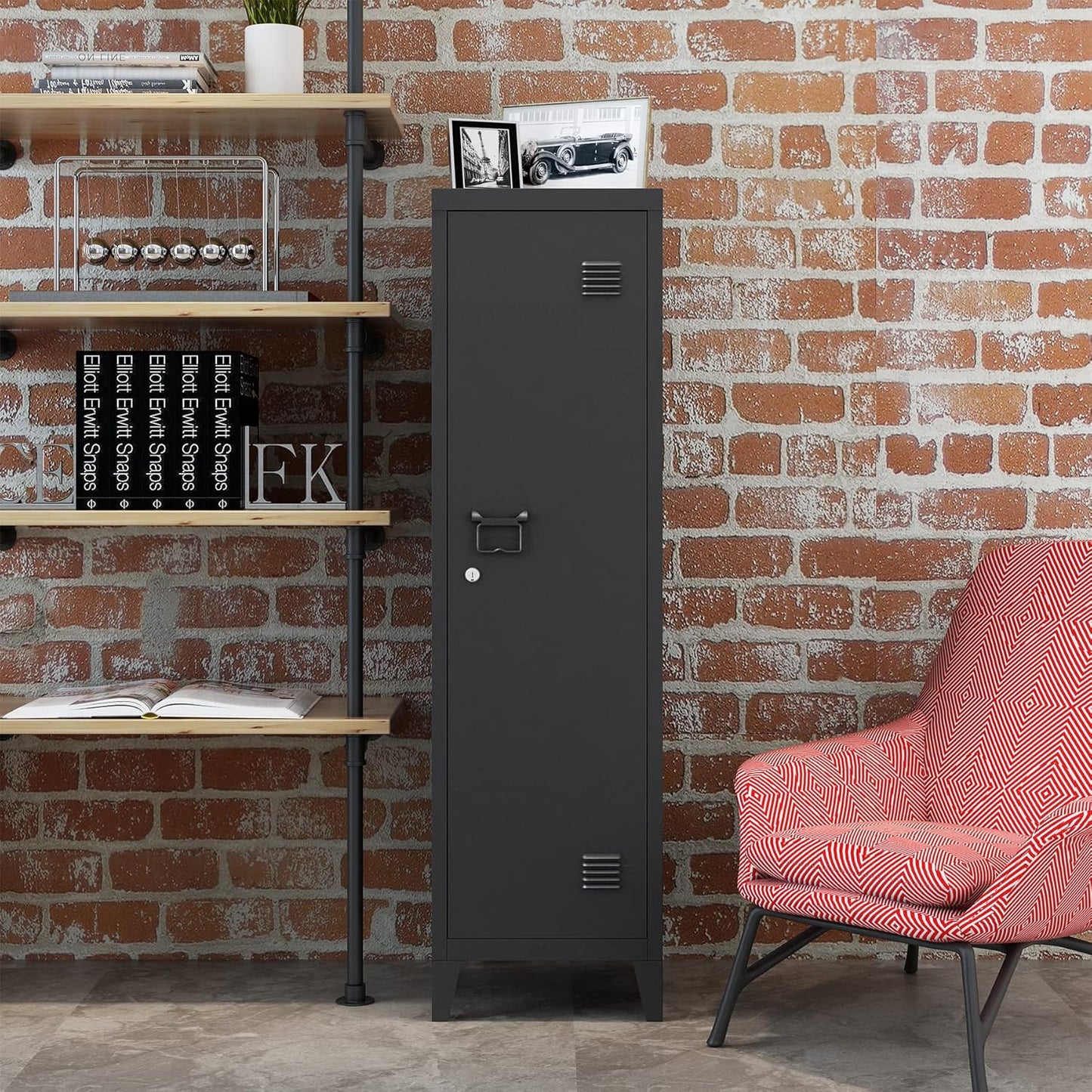 MIOCASA Metal Cabinet Home Office Storage Cabinets with Doors and Shelves Lockable File Cabinet Organizer Coat Lockers for Kids