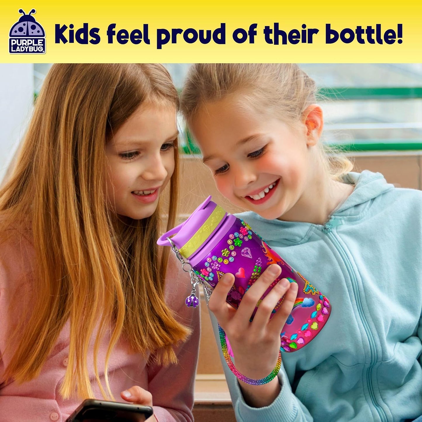 PURPLE LADYBUG Decorate Your Own Water Bottle Kit for Girls - Easter Gifts for Kids Gifts for Ages 5 6 7 8 9 10 Year Old Girl Birthday, Unicorn Toys Crafts Kids Ages 6-12