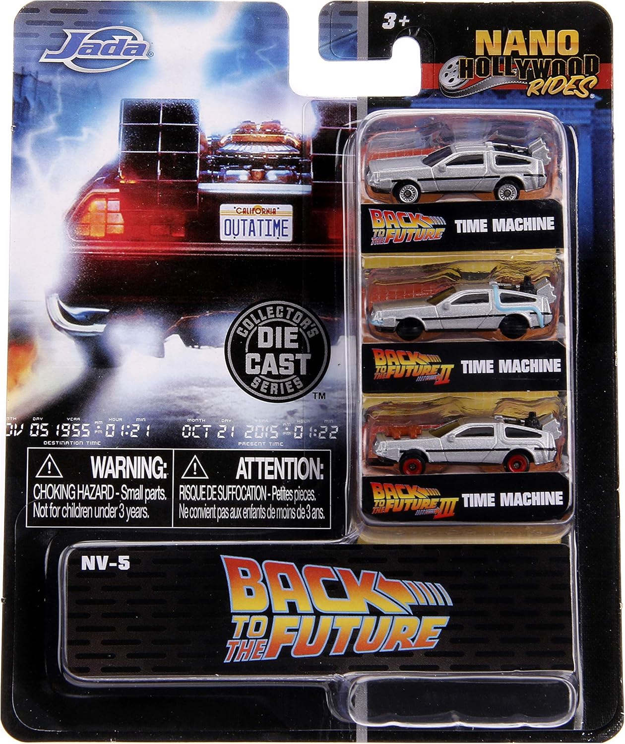 Jada Back to The Future 1.65" Nano 3-Pack Die-cast Cars, Toys for Kids and Adults