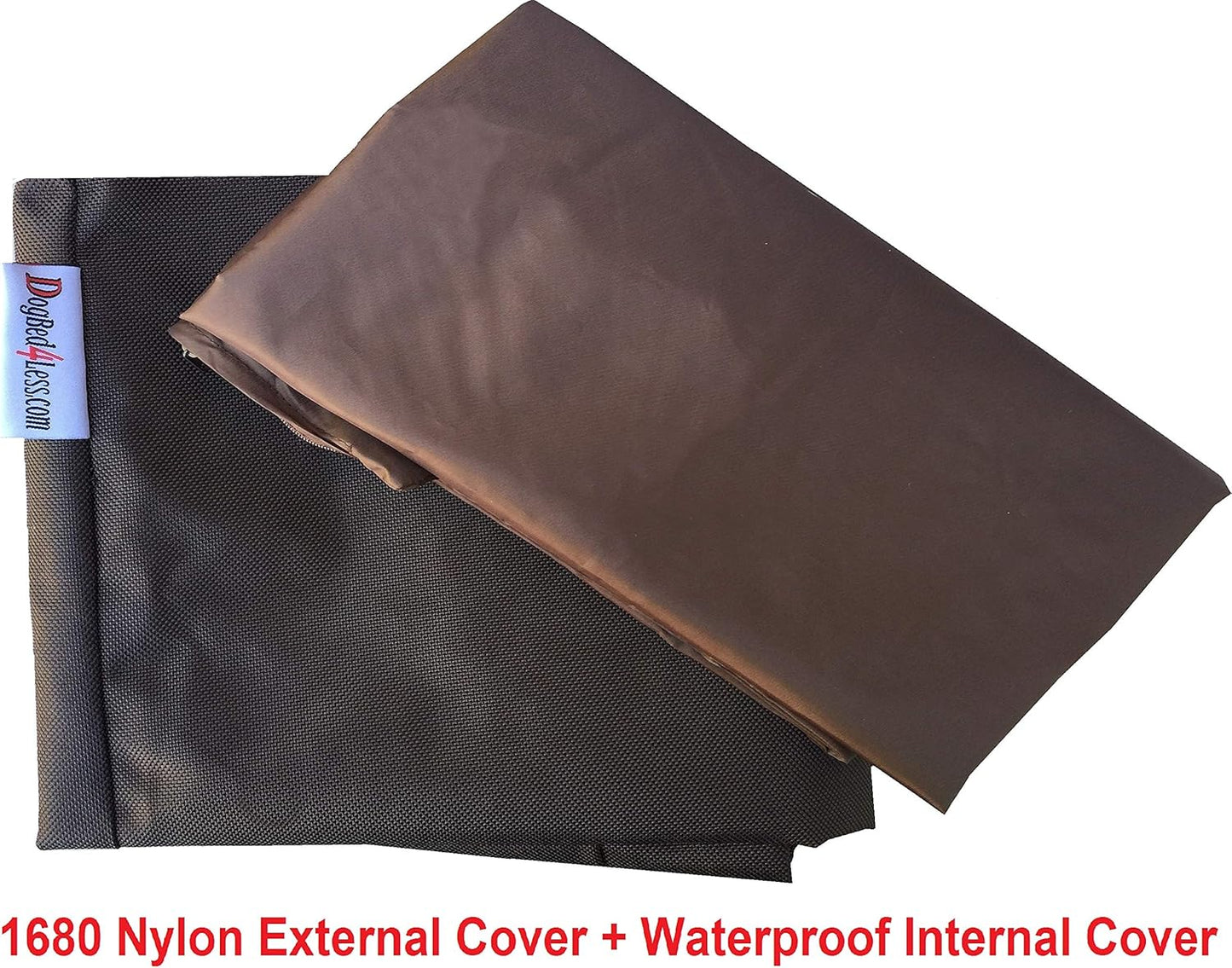 Dogbed4less Jumbo 1680 Nylon Heavy Duty Dog Pet Bed - External Zipper Duvet Cover and Waterproof Internal Cover - 55X37X8 Inches, Seal Brown