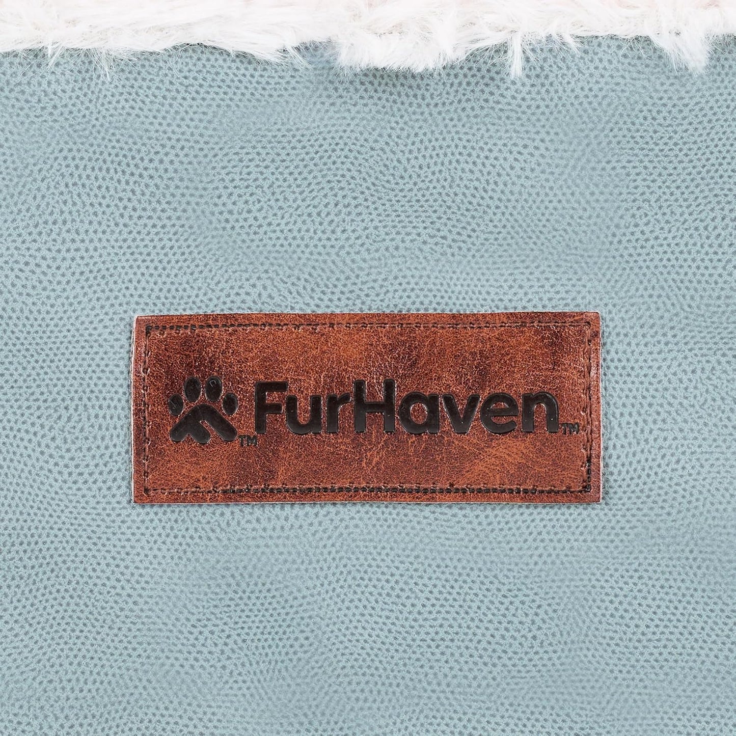 FurHaven Textured Plush & Coated Polyester Solid Core Modern Sofa Pet Bed, Riverway, Medium